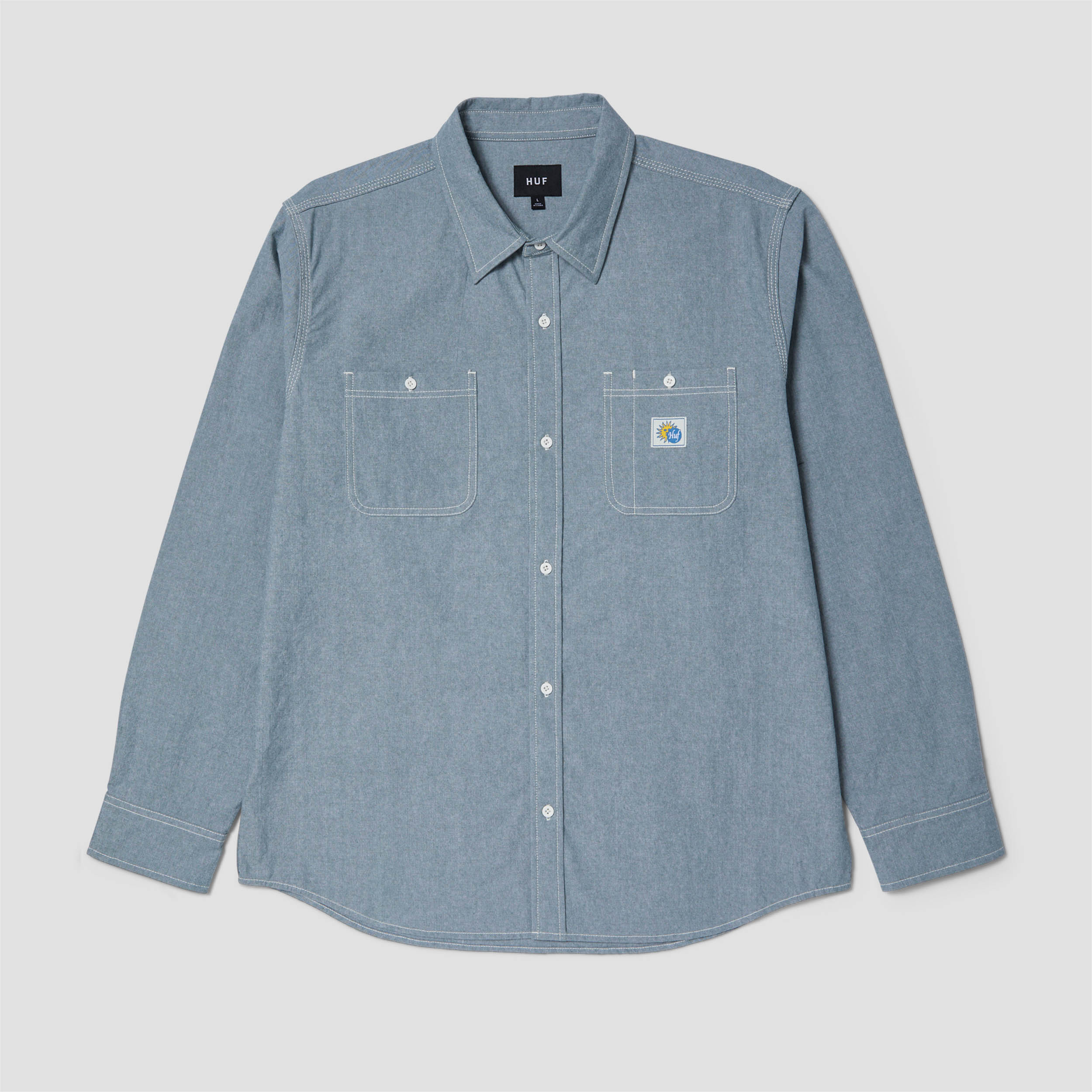 HUF Total Eclipse Chambray Shirt Light Blue