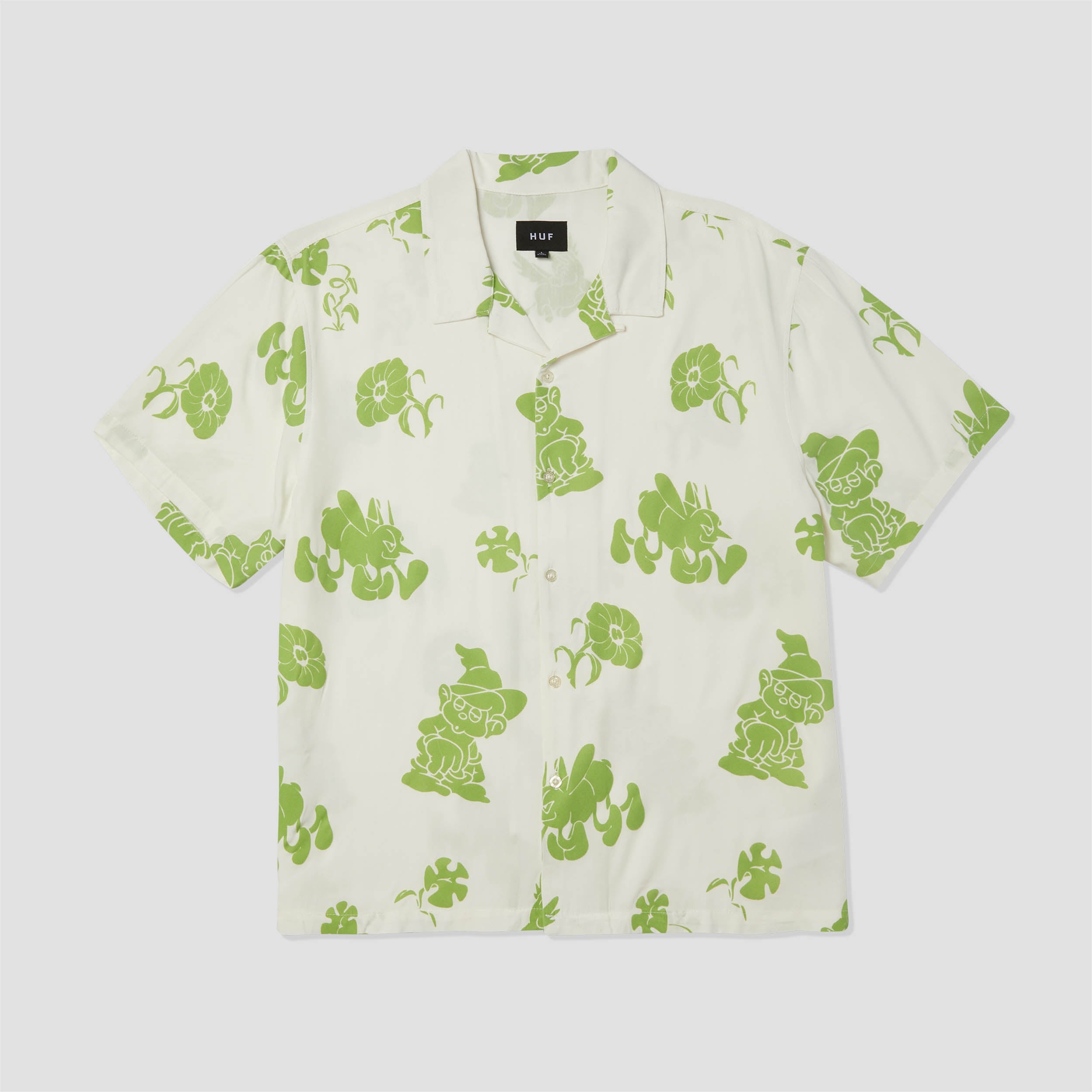 Huf Trip Flocked Shortsleeve Resort Shirt White