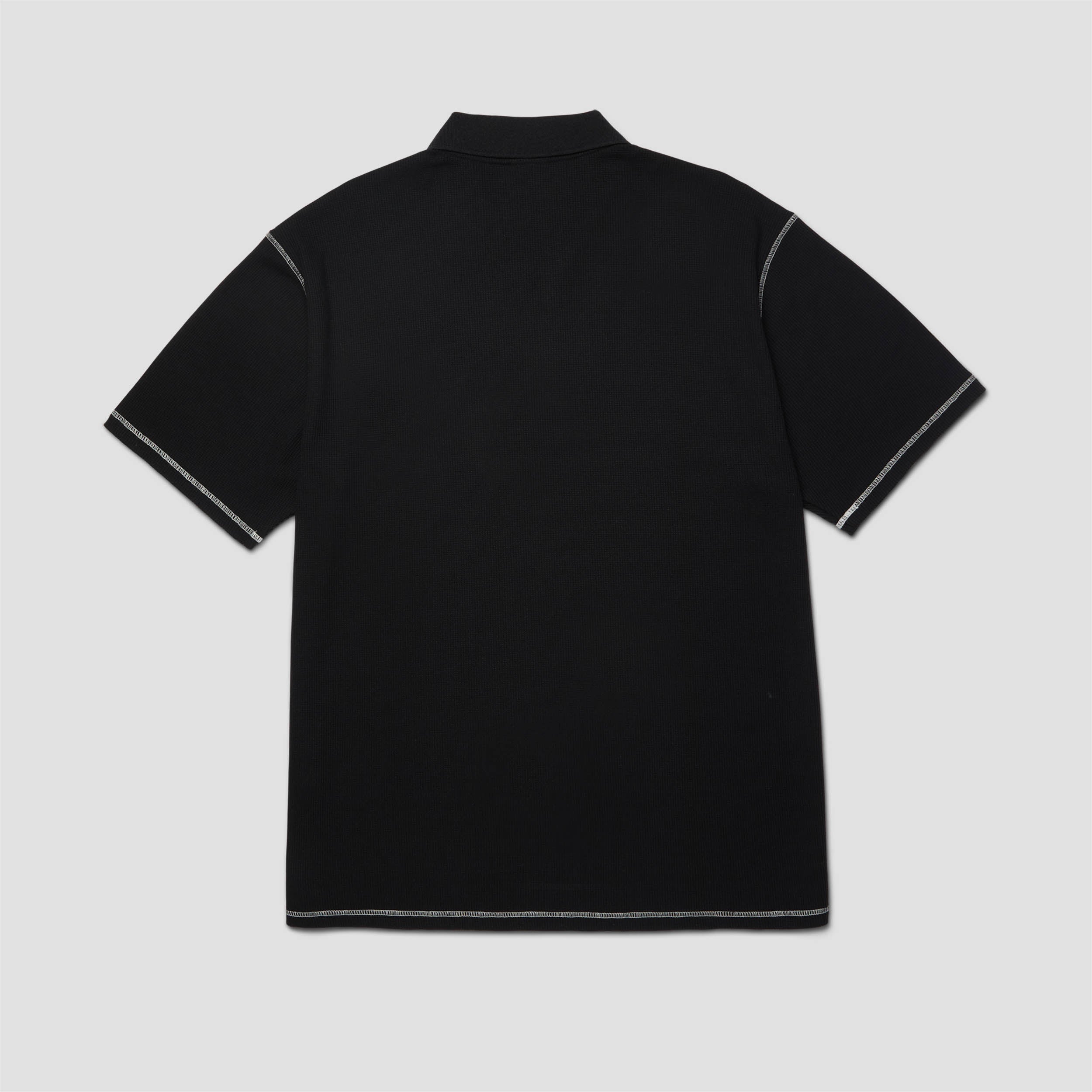 HUF Waffle Knit Contrast Shortsleeve Polo Top Black