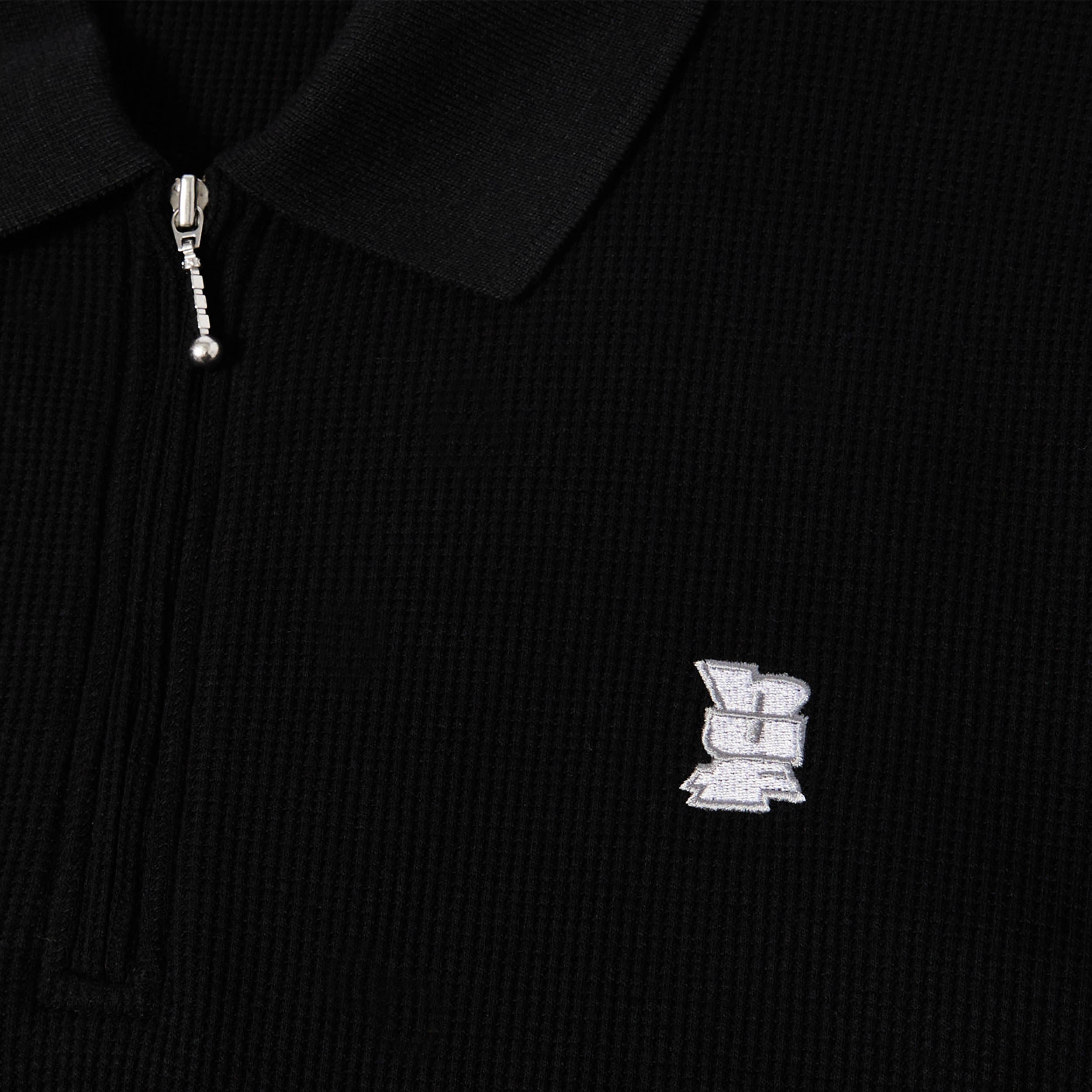 HUF Waffle Knit Contrast Shortsleeve Polo Top Black