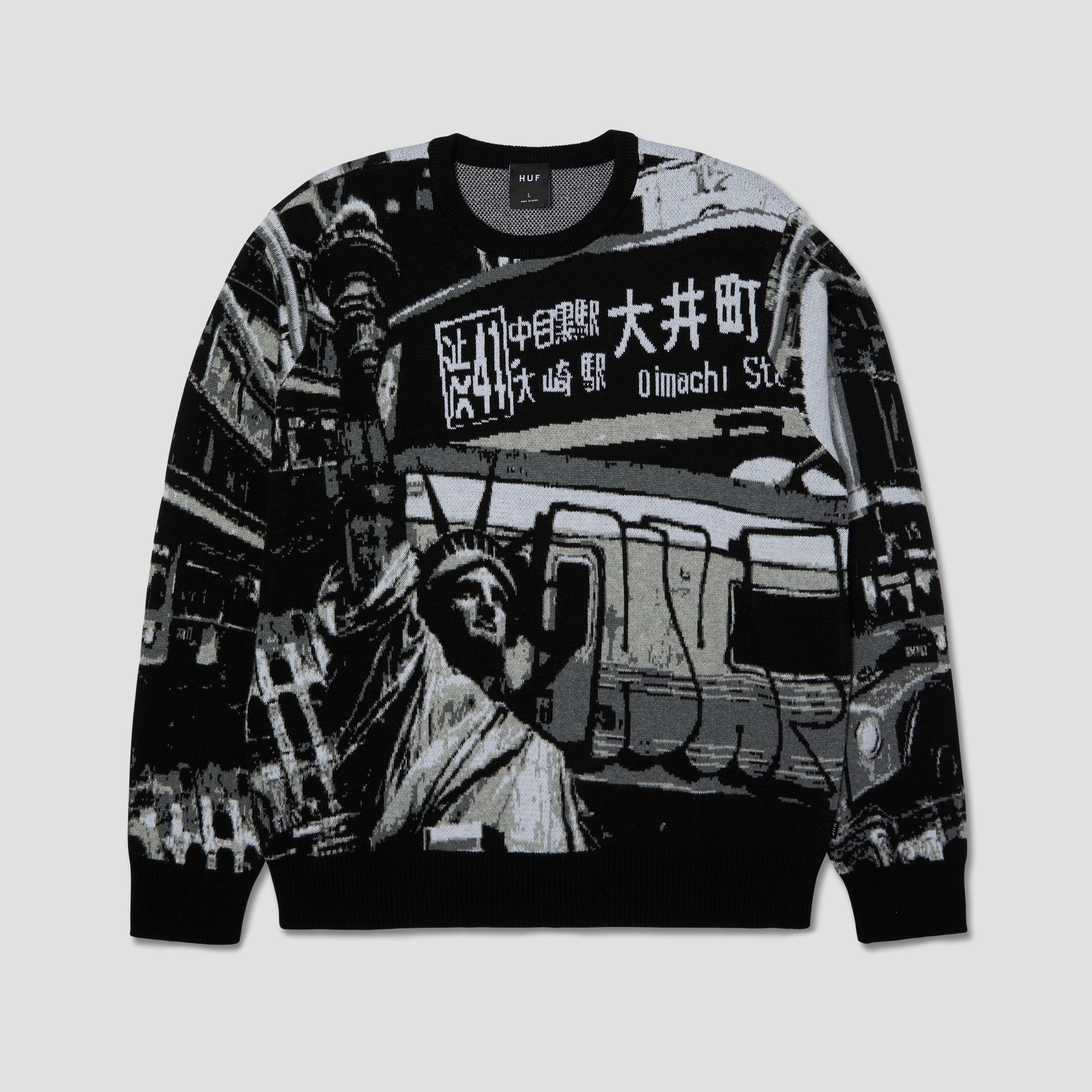 HUF Worldwide Commuter Sweater Crew Black