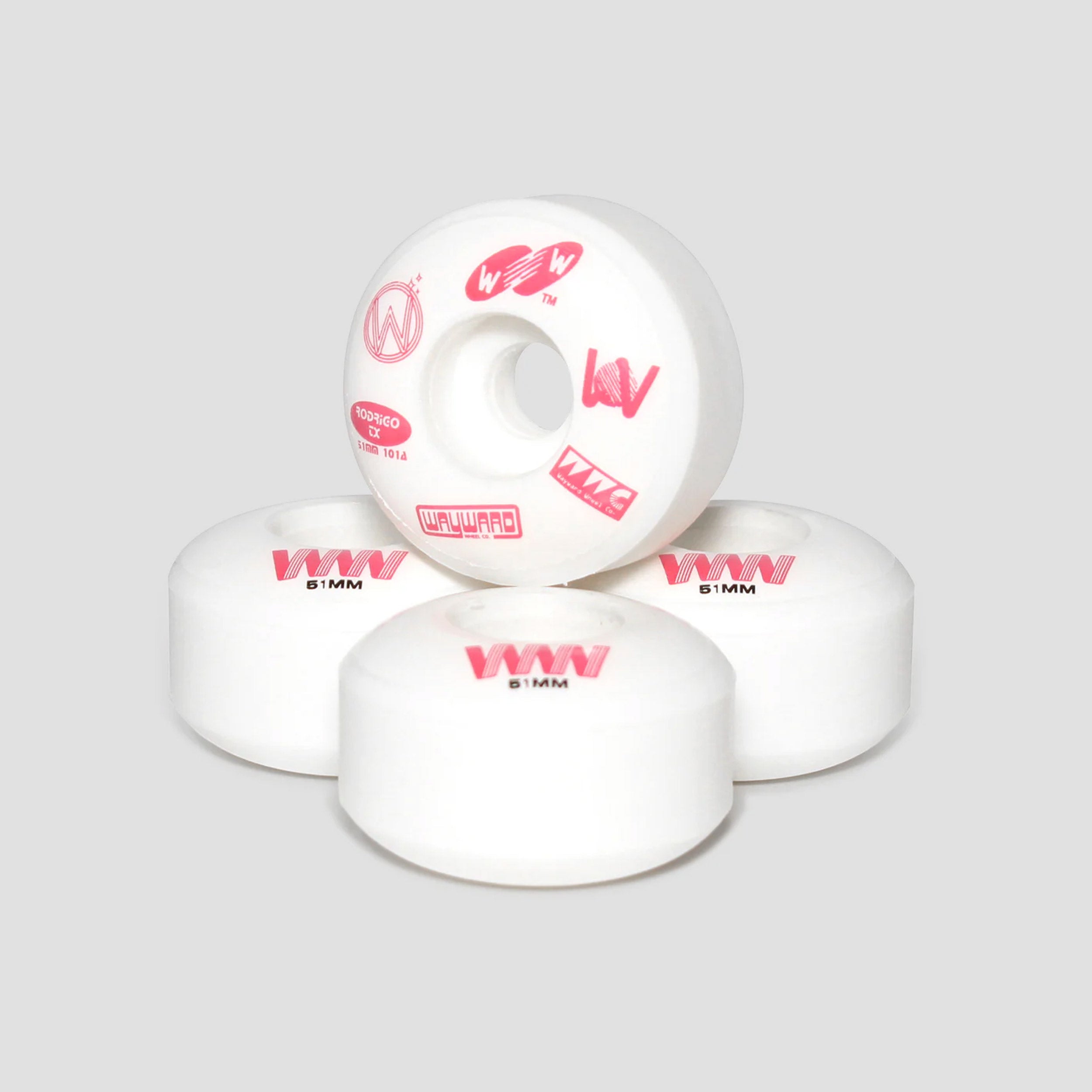 Wayward 51mm 101a Rodrigo TX Funnel Pro Skateboard Wheels White / Pink