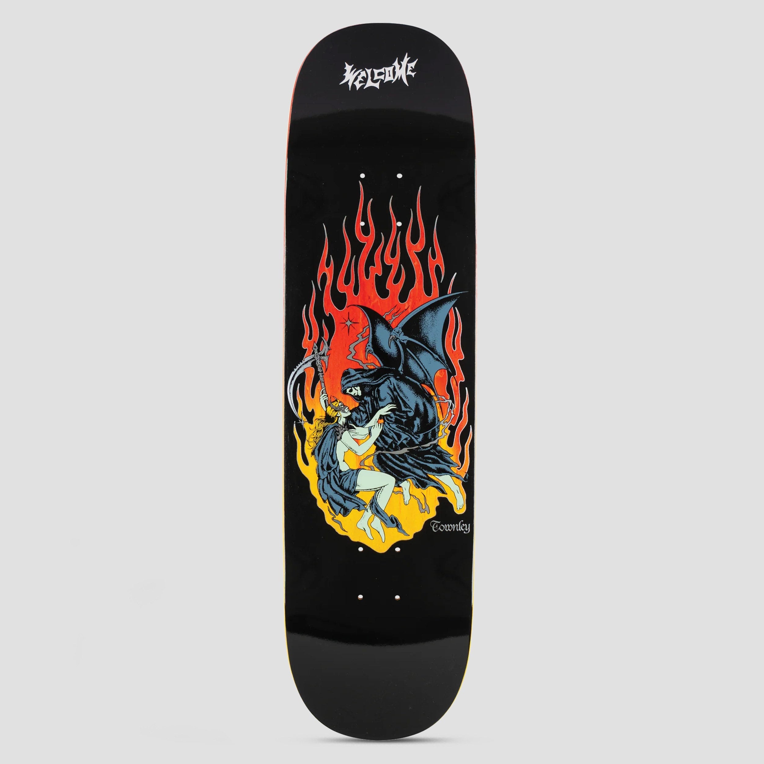 Welcome 8.5 Evermore Ryan Townley Skateboard Deck Black / Fire Stain