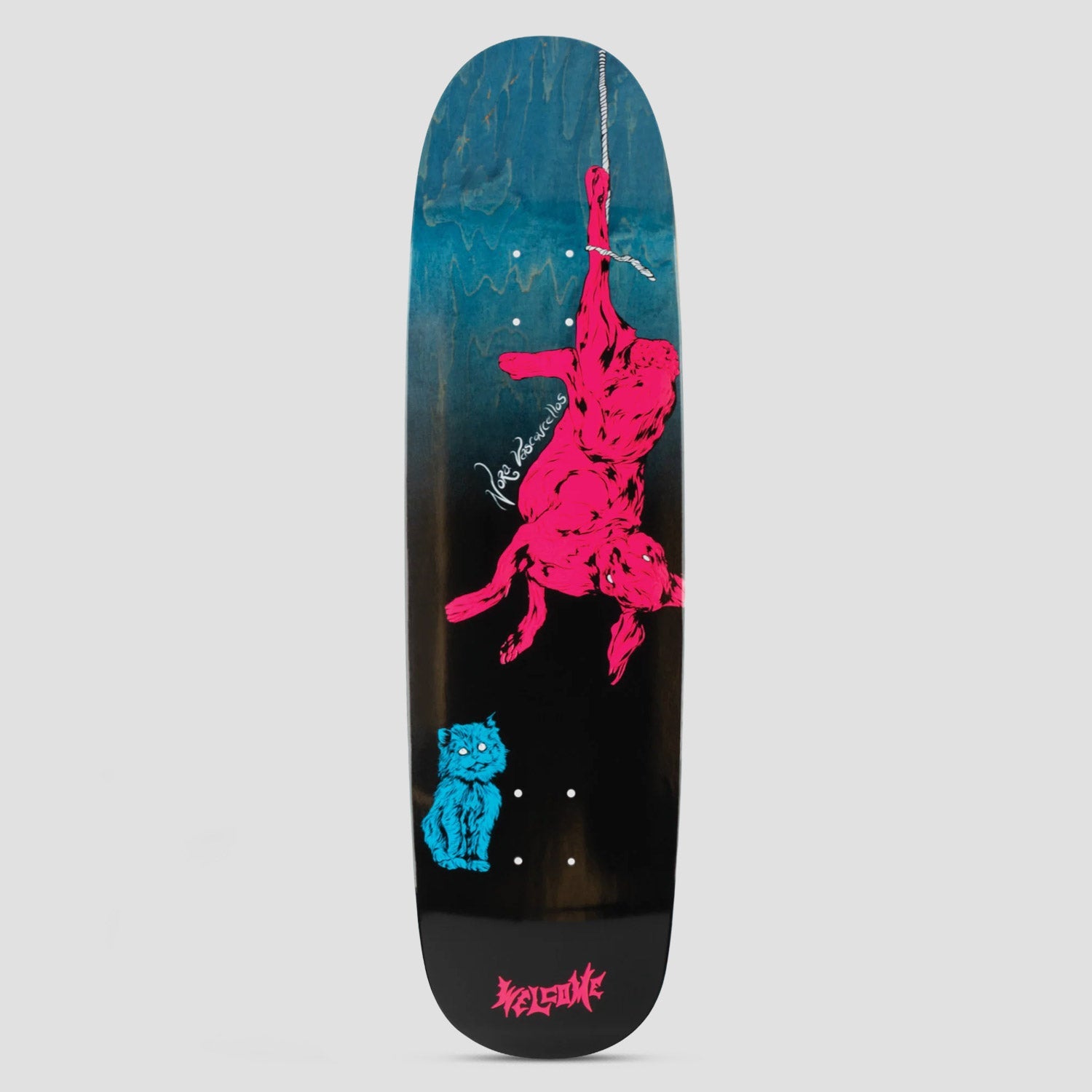 Welcome 8.8 Fairy Tale Nora Pro Model on Sphynx Skateboard Deck Black / Blue Stain