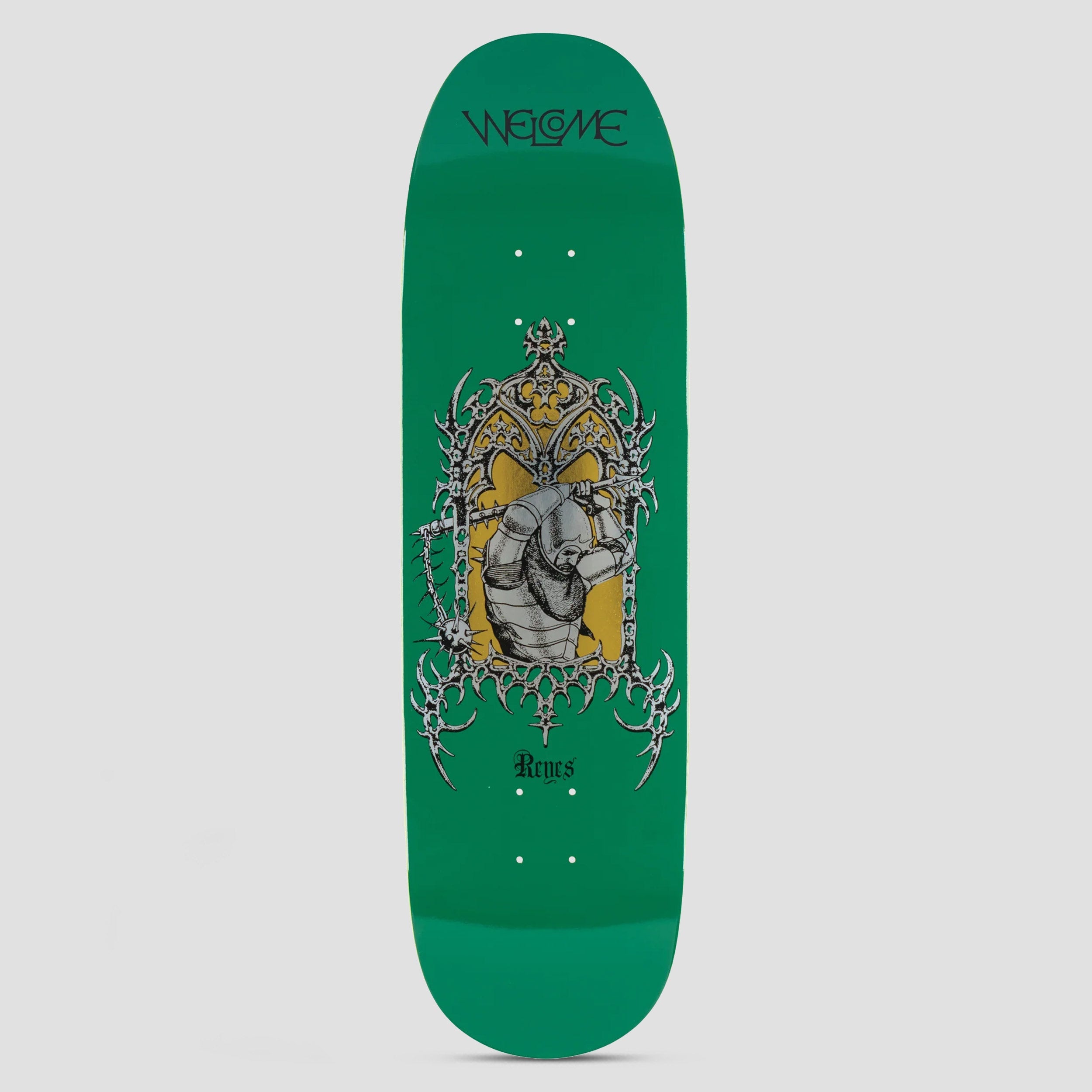Welcome 9.0 Flail Ryan Reyes Skateboard Deck Green / Gold Foil