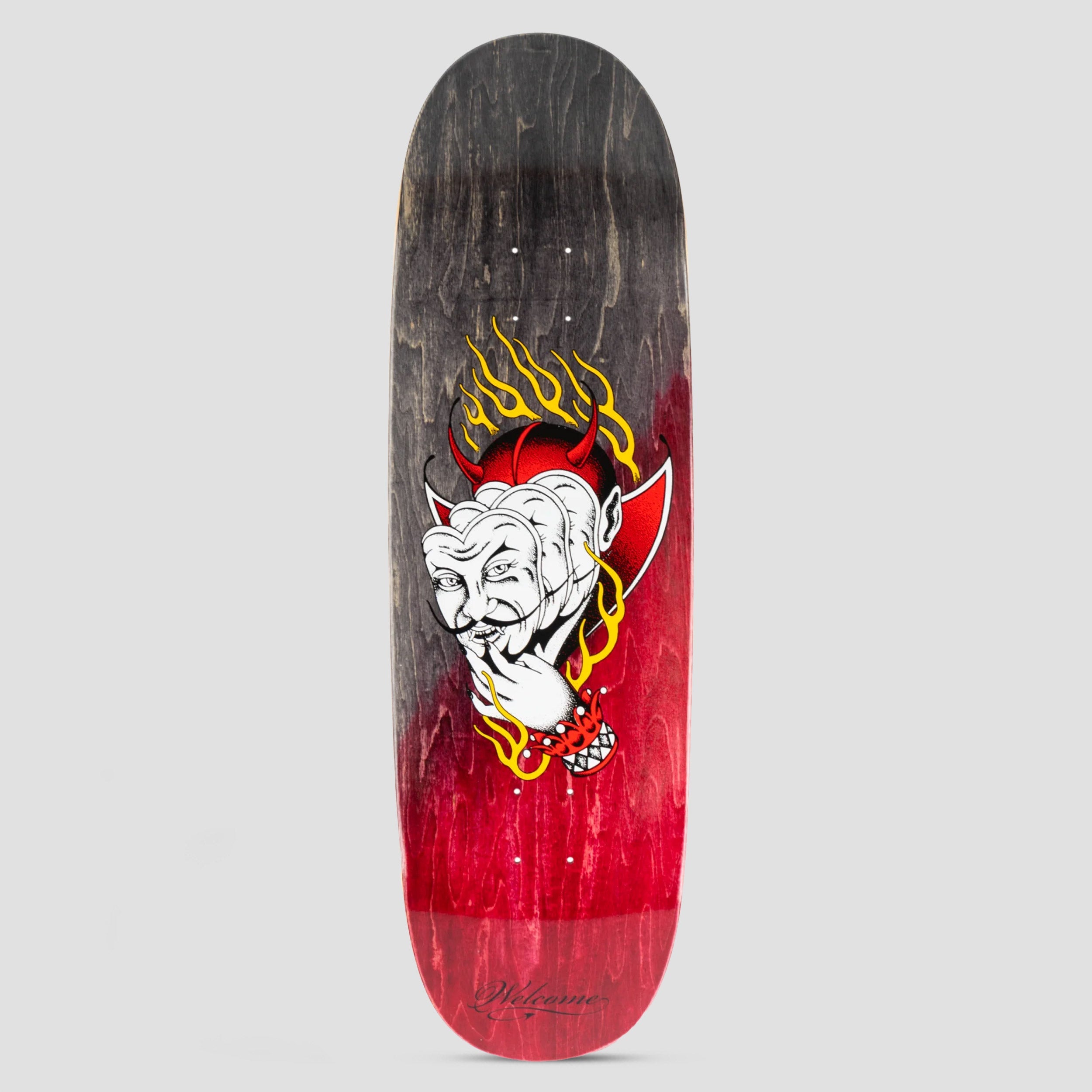 Welcome 9.5 Diablo on Boline 2.0 Skateboard Deck Black / Red Stain