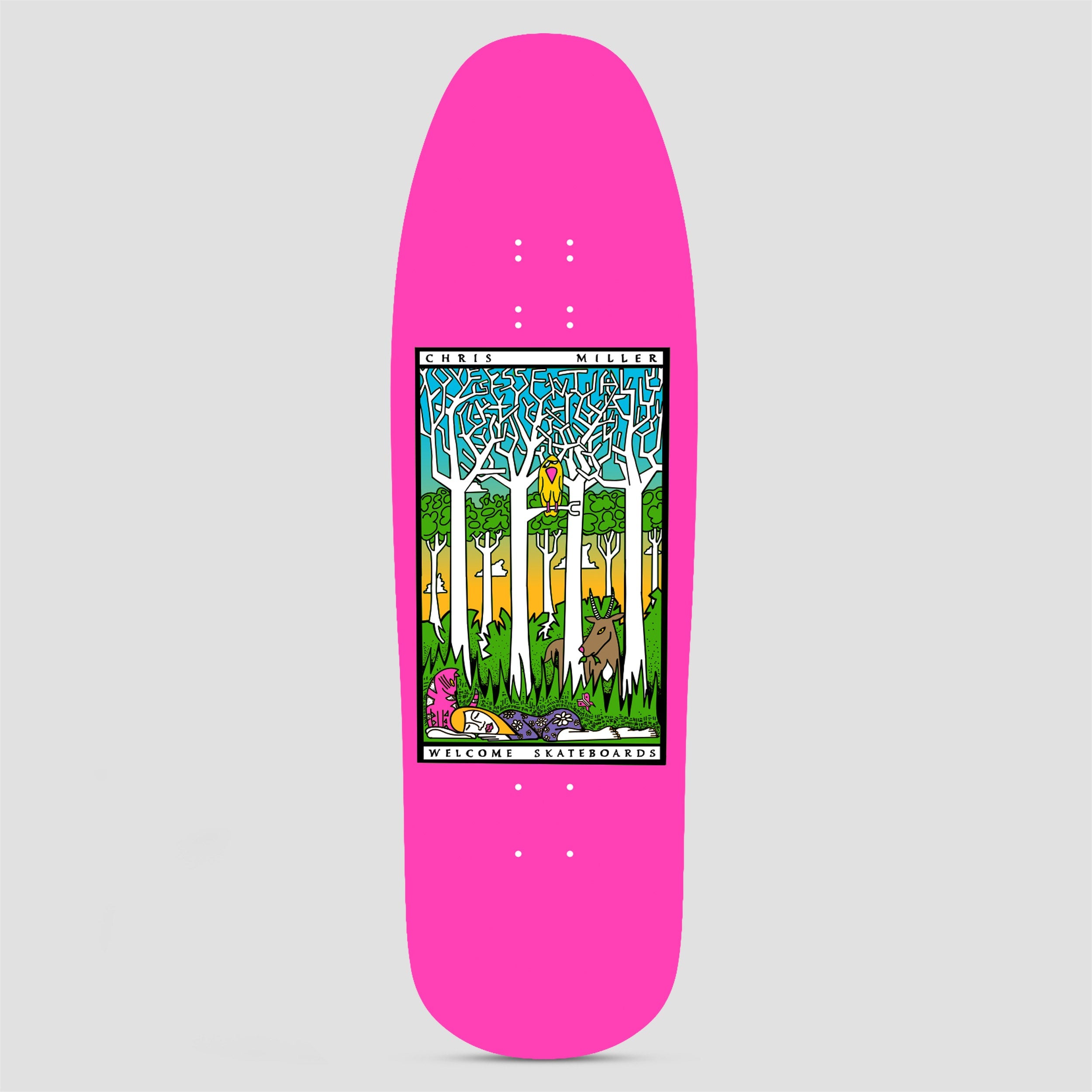 Welcome 9.6 Chris Miller Love is Essential Skateboard Deck Hot Pink Dip