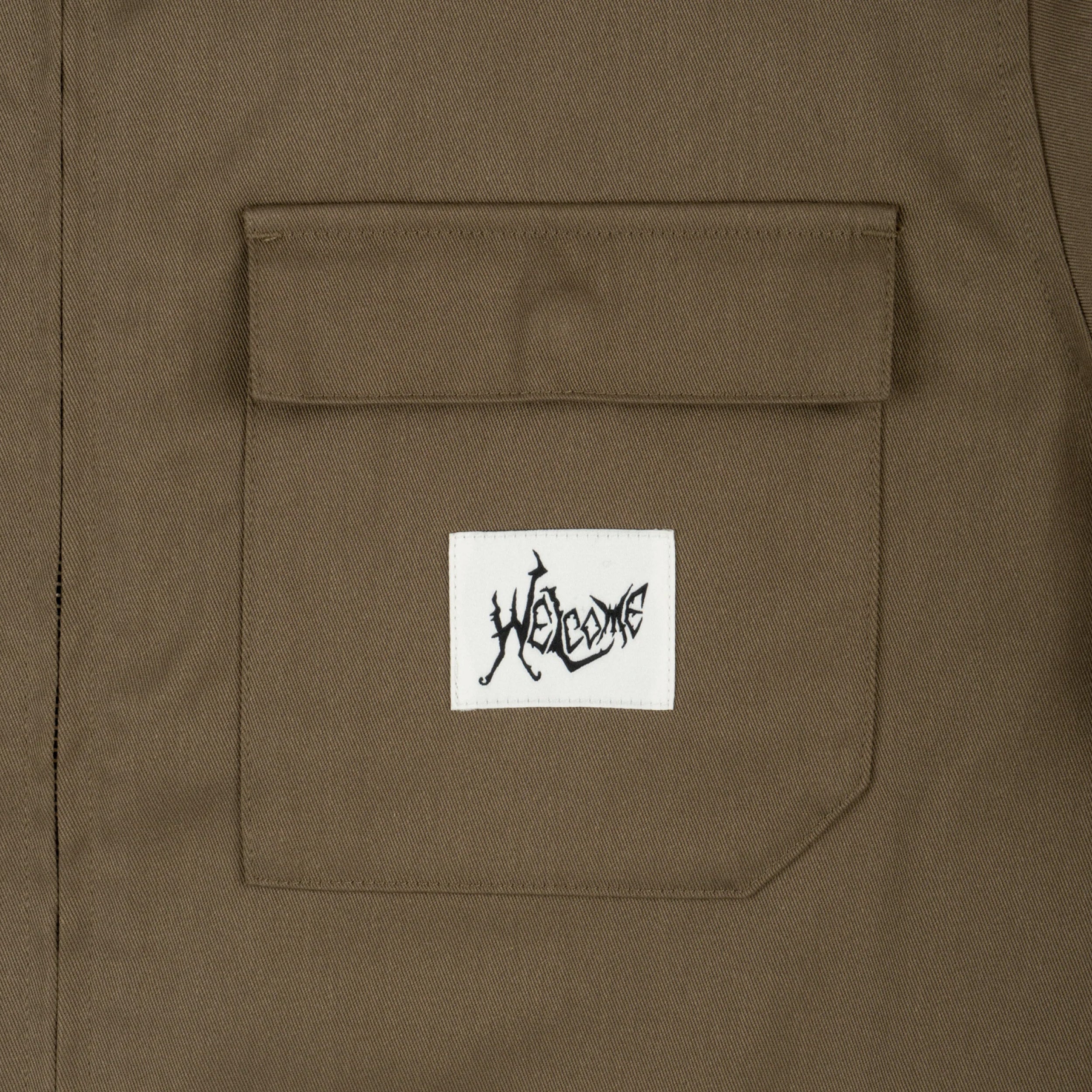 Welcome Nephilim Zip Up Twill Work Shirt Stone