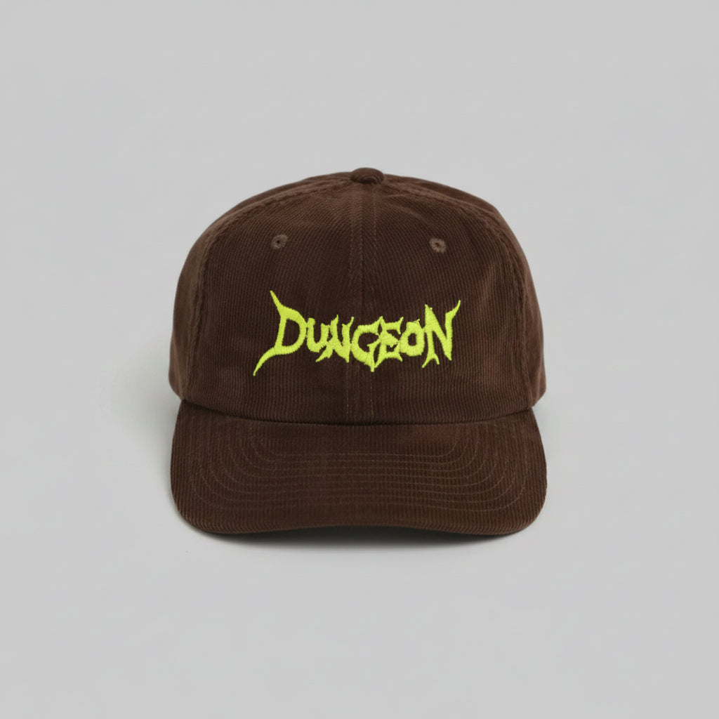 Dungeon Scrawl Cord Cap Embroidered Brown / Neon Yellow