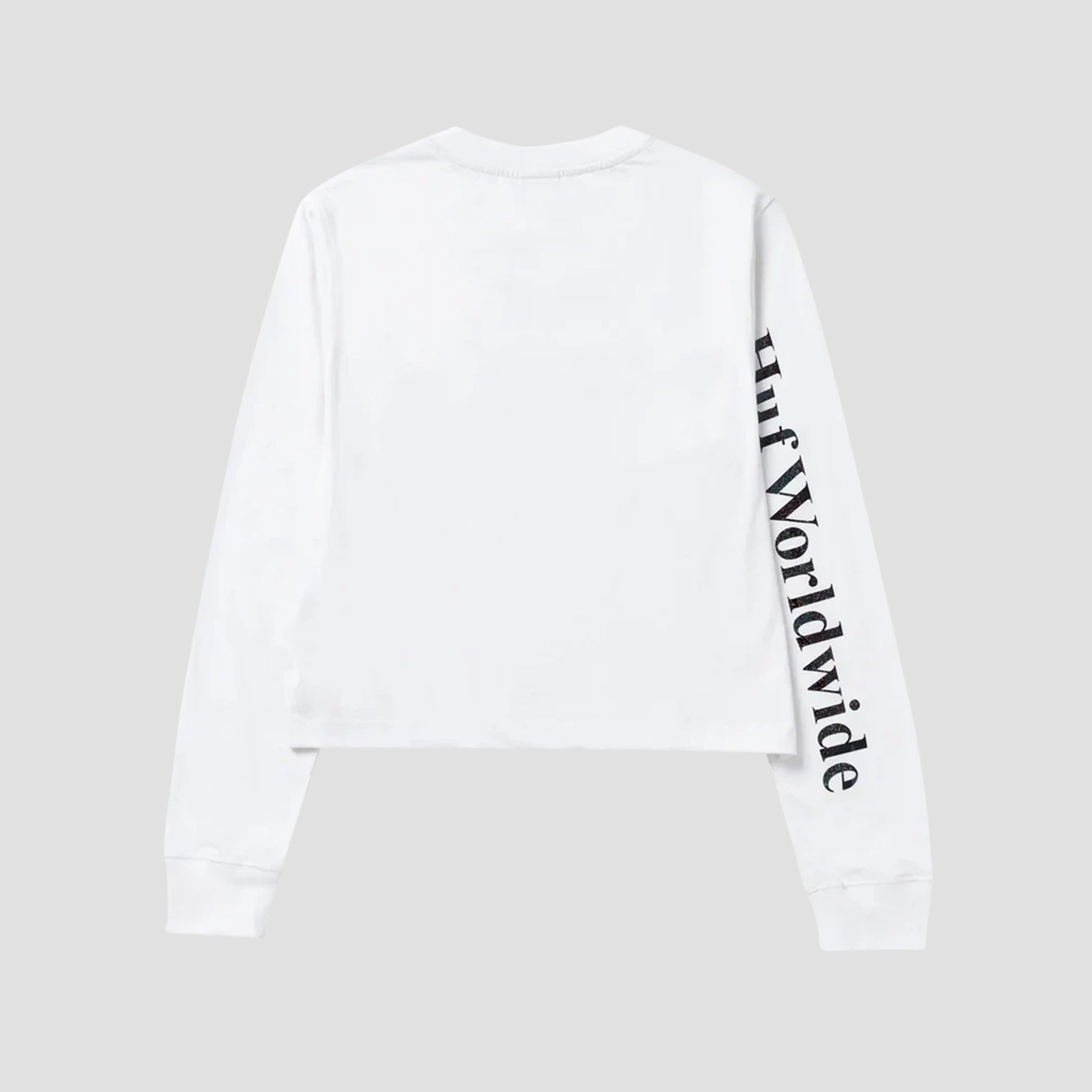 HUF Foil Bar Logo Longsleeve Crop T-Shirt White
