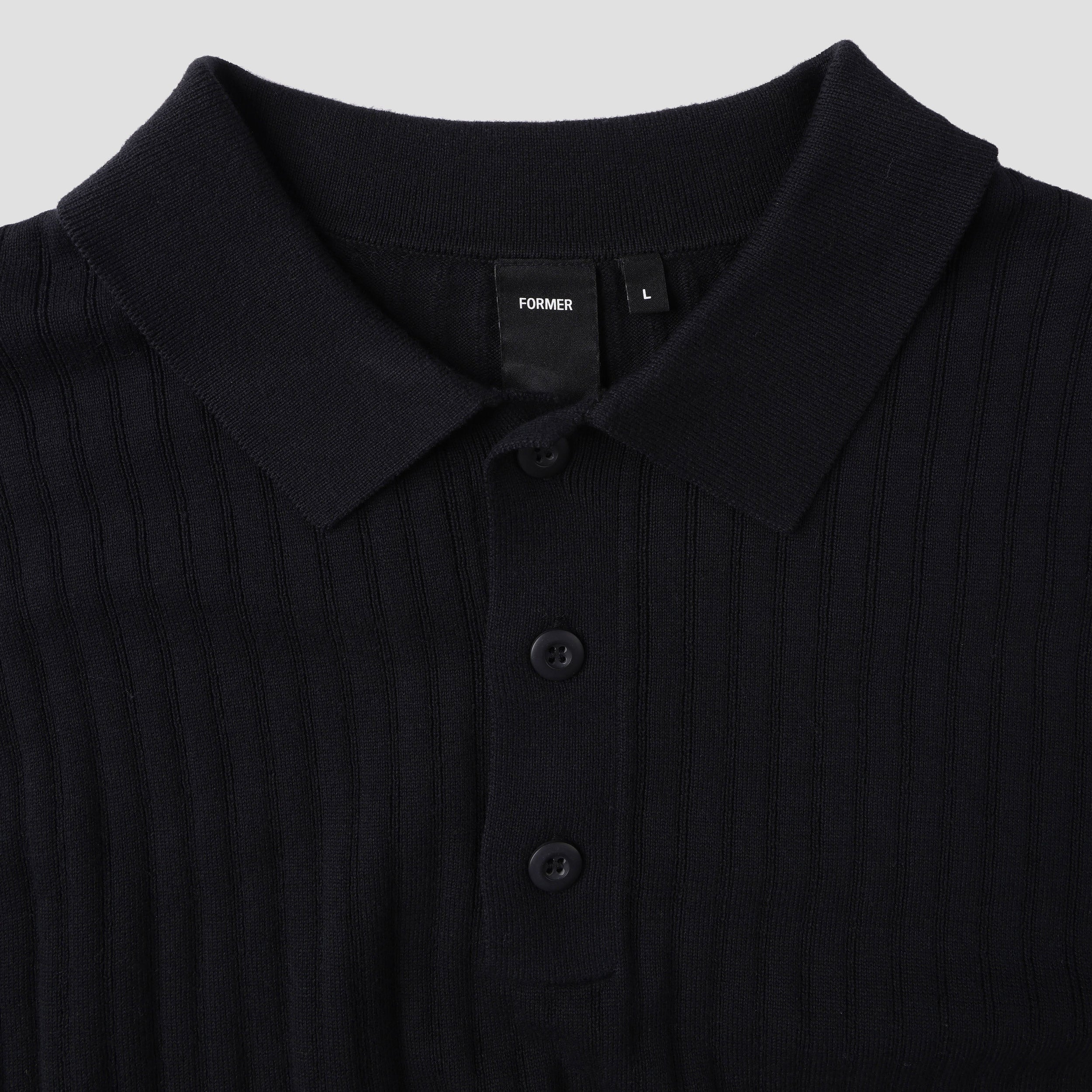 Former Franchise Longsleeve Knit Polo Black