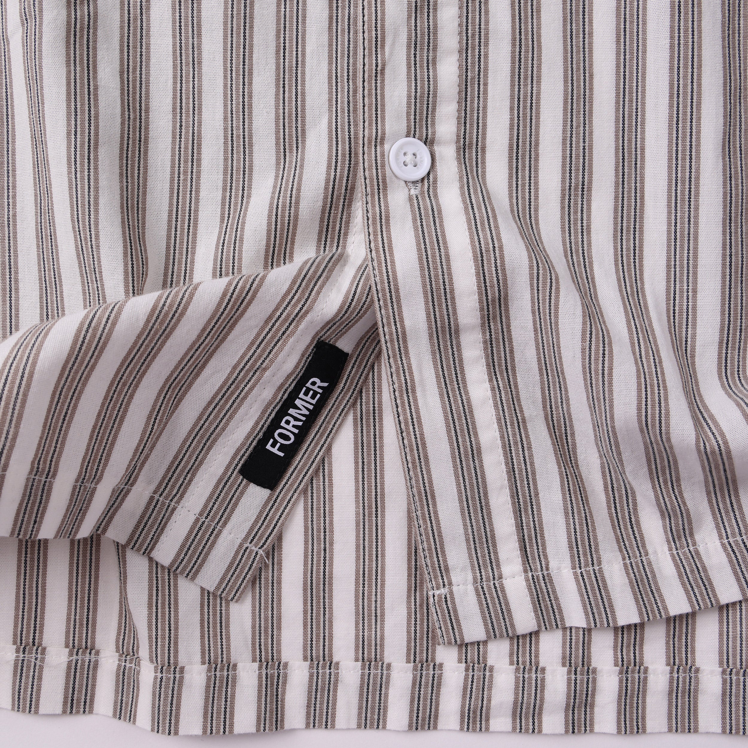 Former Reynolds Stripe Shortsleeve Shirt Choc