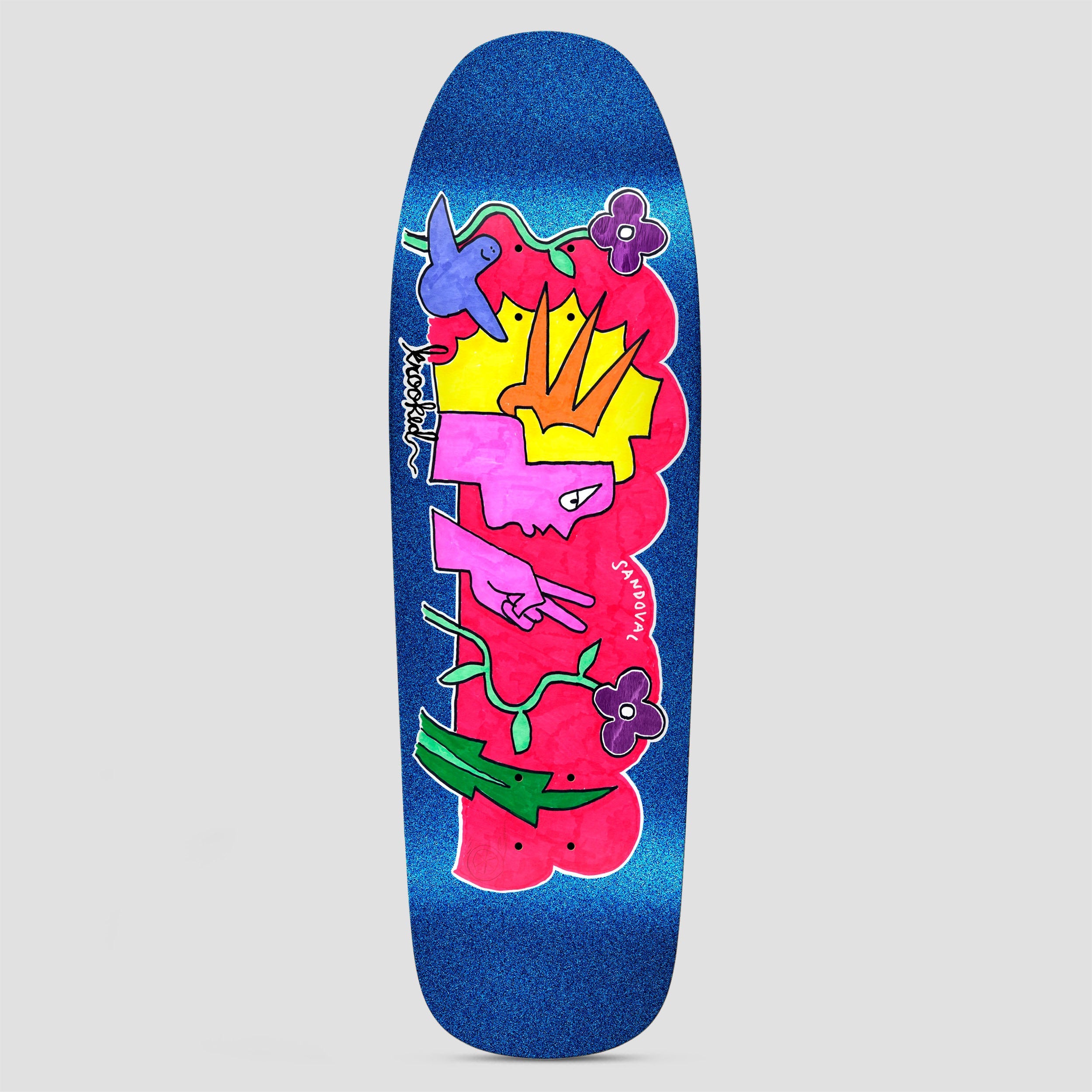 Krooked 9.81 Sandoval Peace Sign Skateboard Deck Blue