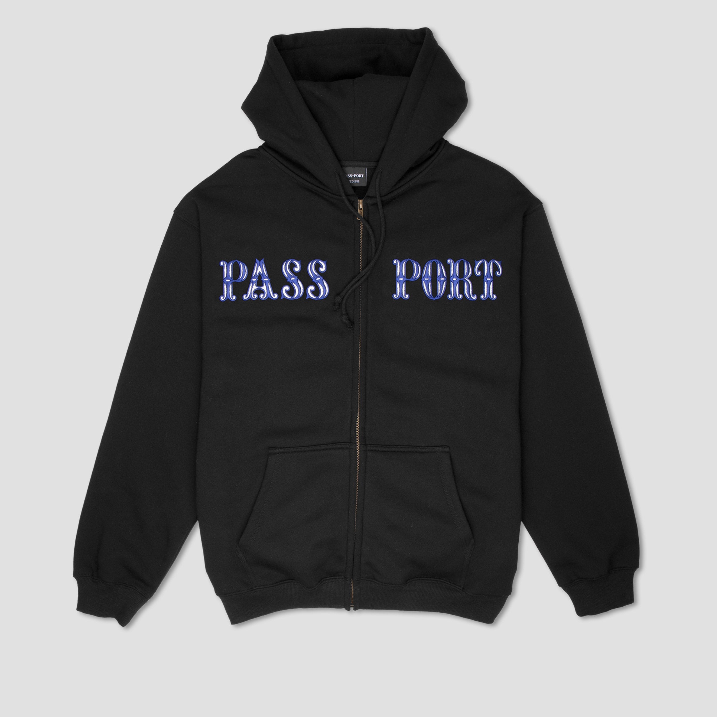 Passport Glint Zip Hoodie Black