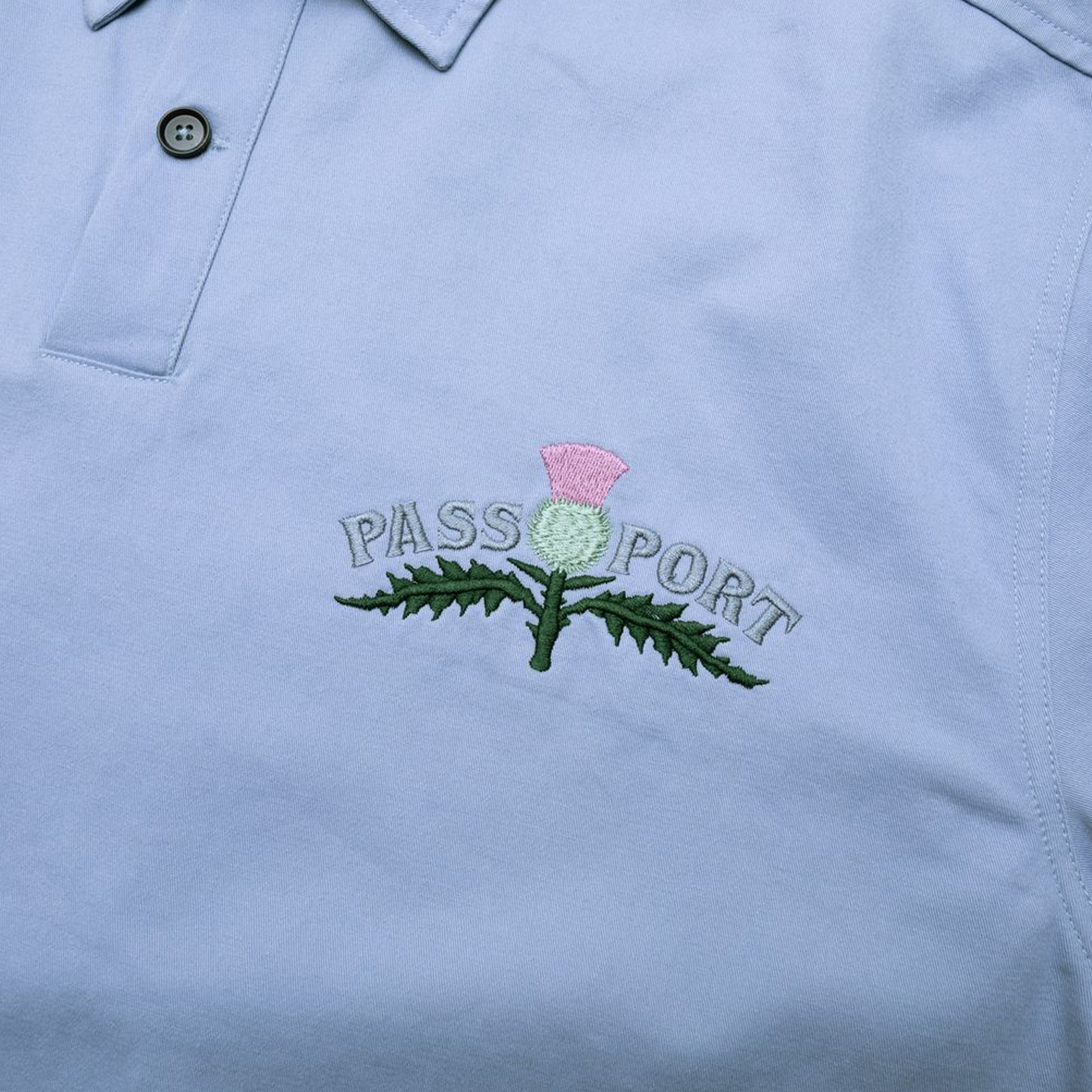Passport Thistle Embroidery AG Shortsleeve Shirt Light Blue