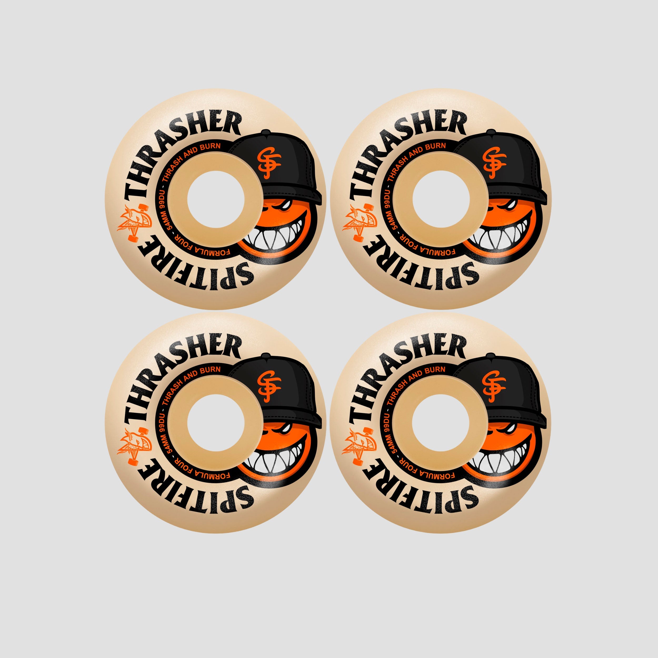 Spitfire x Thrasher 54mm The City F4 99 Radial Full Skateboard Wheels Natural