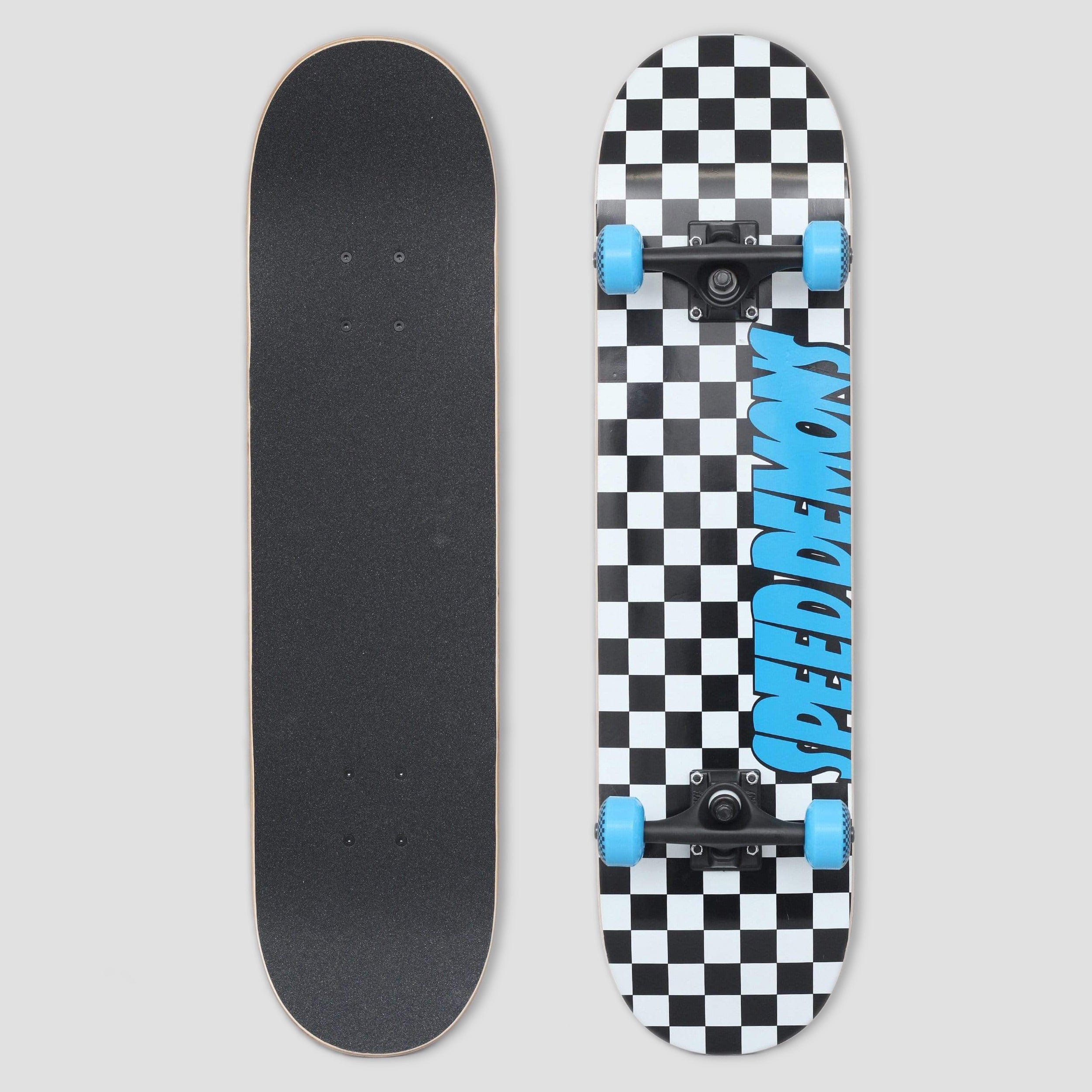 Speed Demons 7.75 Checkers Complete Skateboard Black / Blue