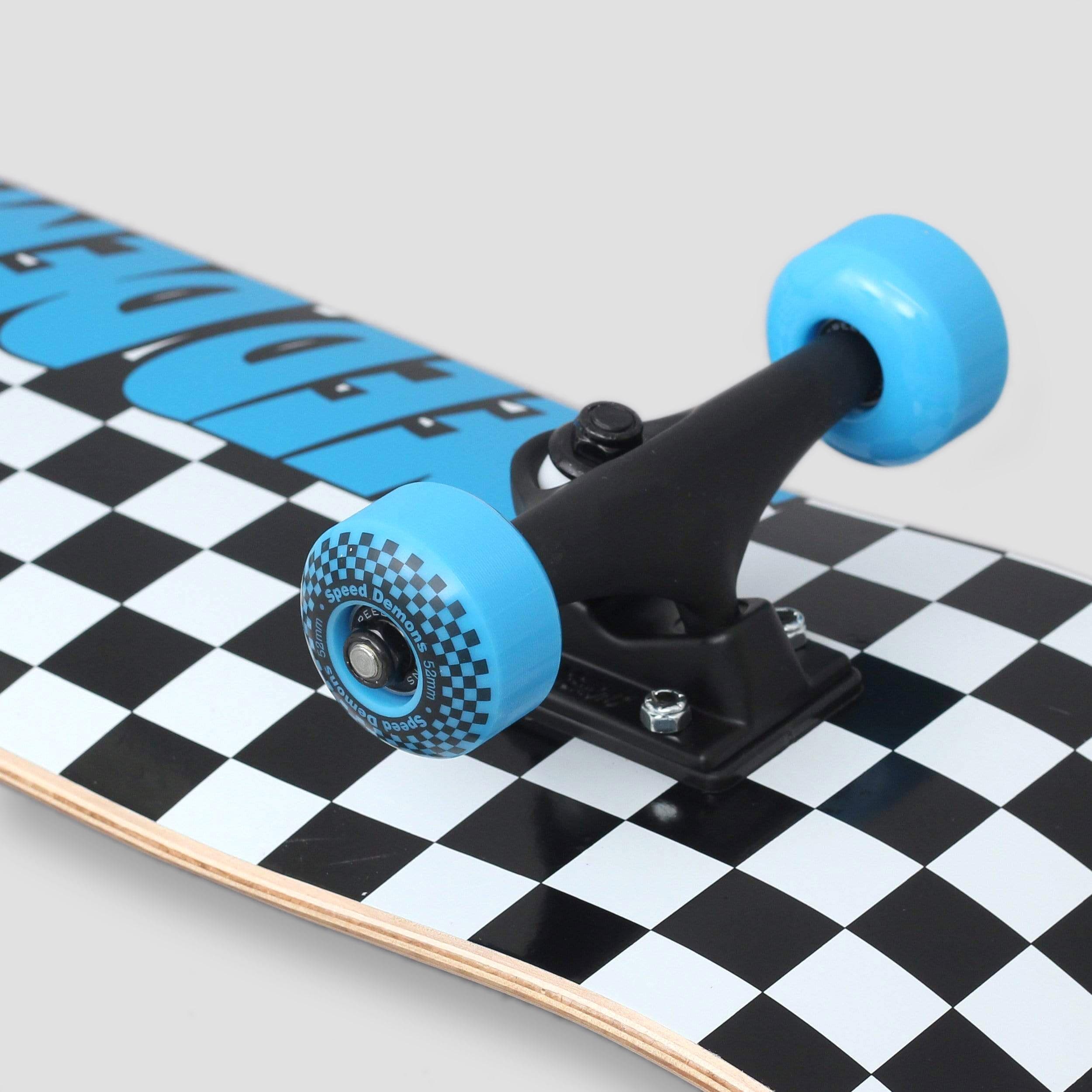 Speed Demons 7.75 Checkers Complete Skateboard Black / Blue