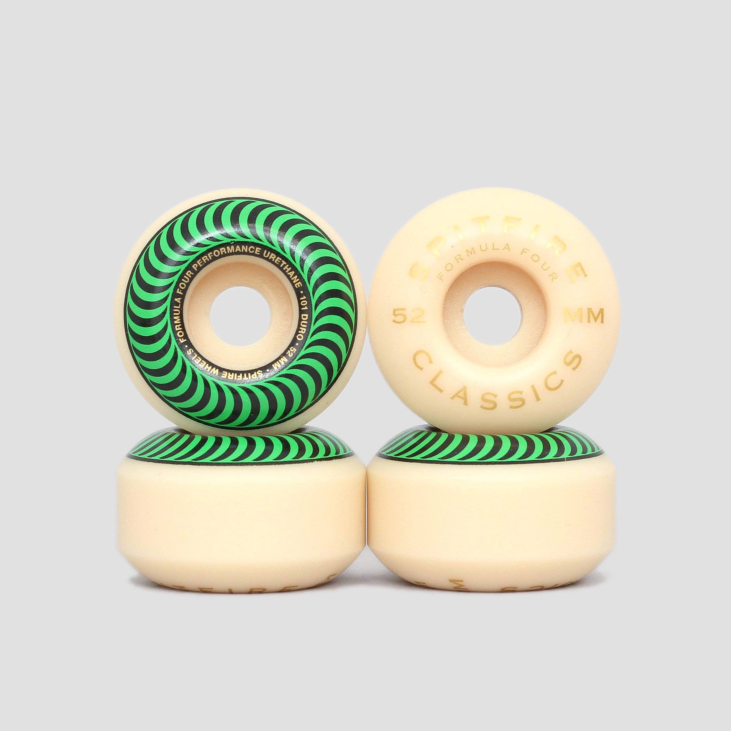 Spitfire 52mm 101DU Formula Four Classics Skateboard Wheels Natural / Green