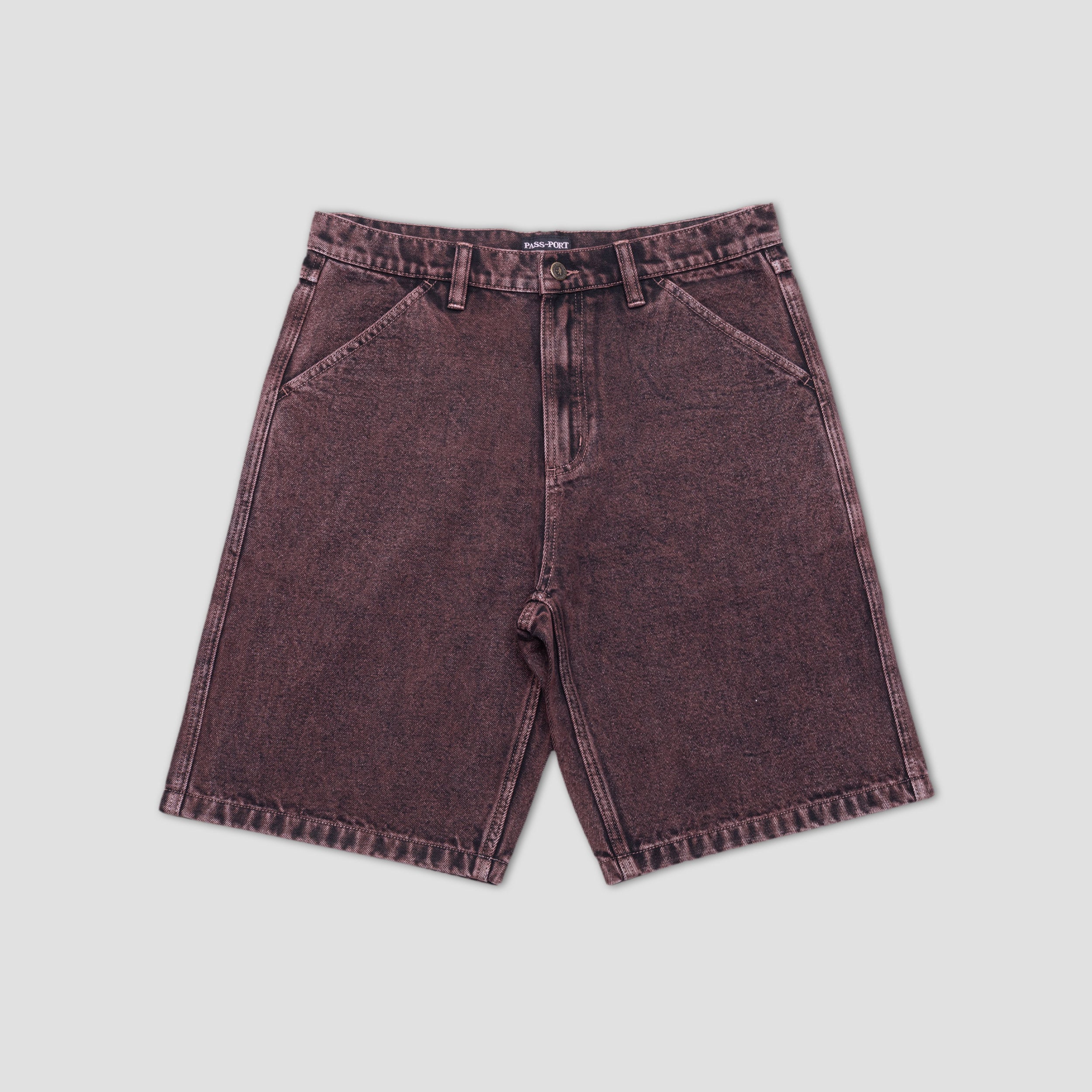 PassPort Workers Club Denim Short OverDye Wine