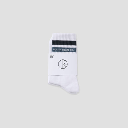 Polar Fat Stripe Rib Socks White Blue