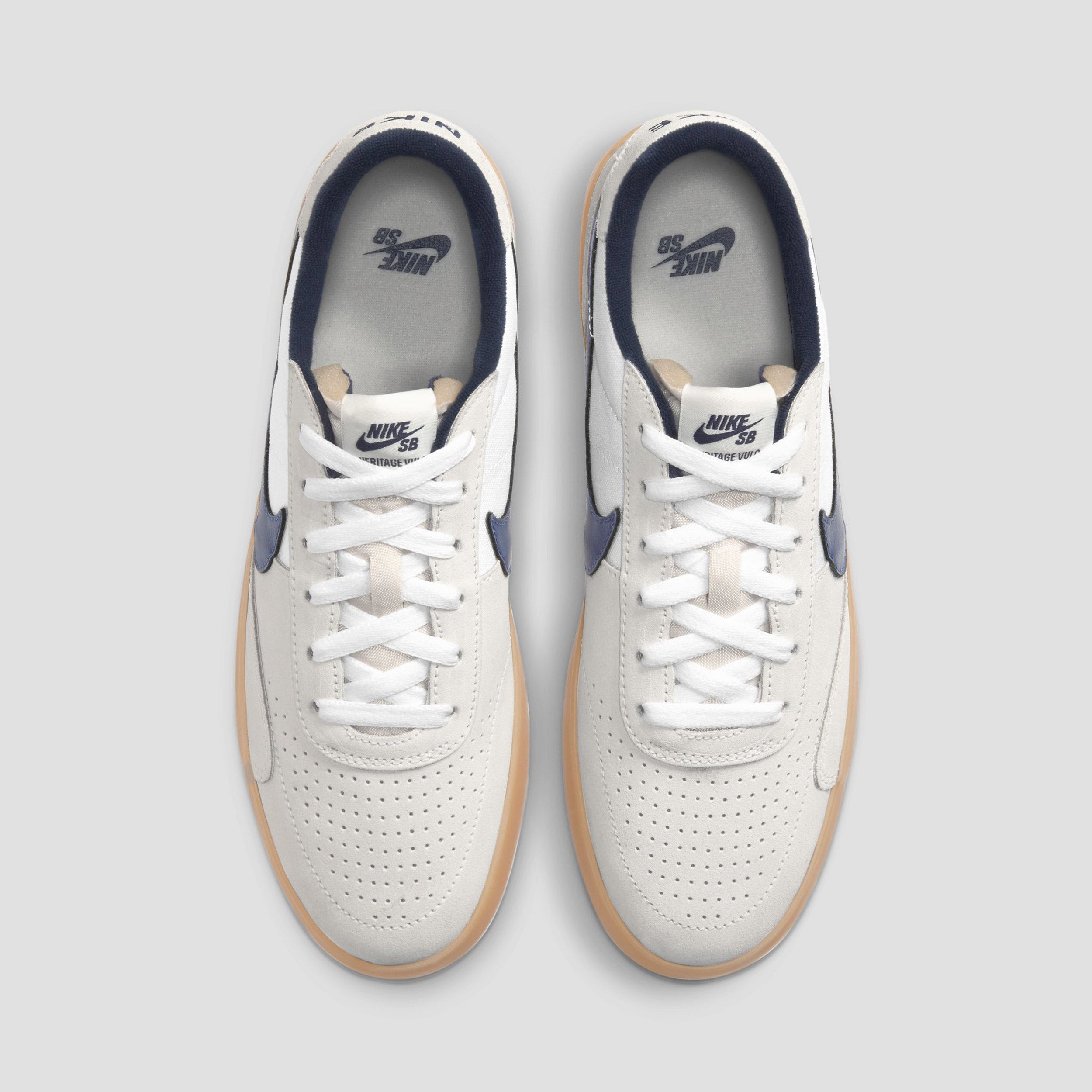 Nike SB Heritage Vulc Shoes Summit White / Navy - White - Gum Light Brown