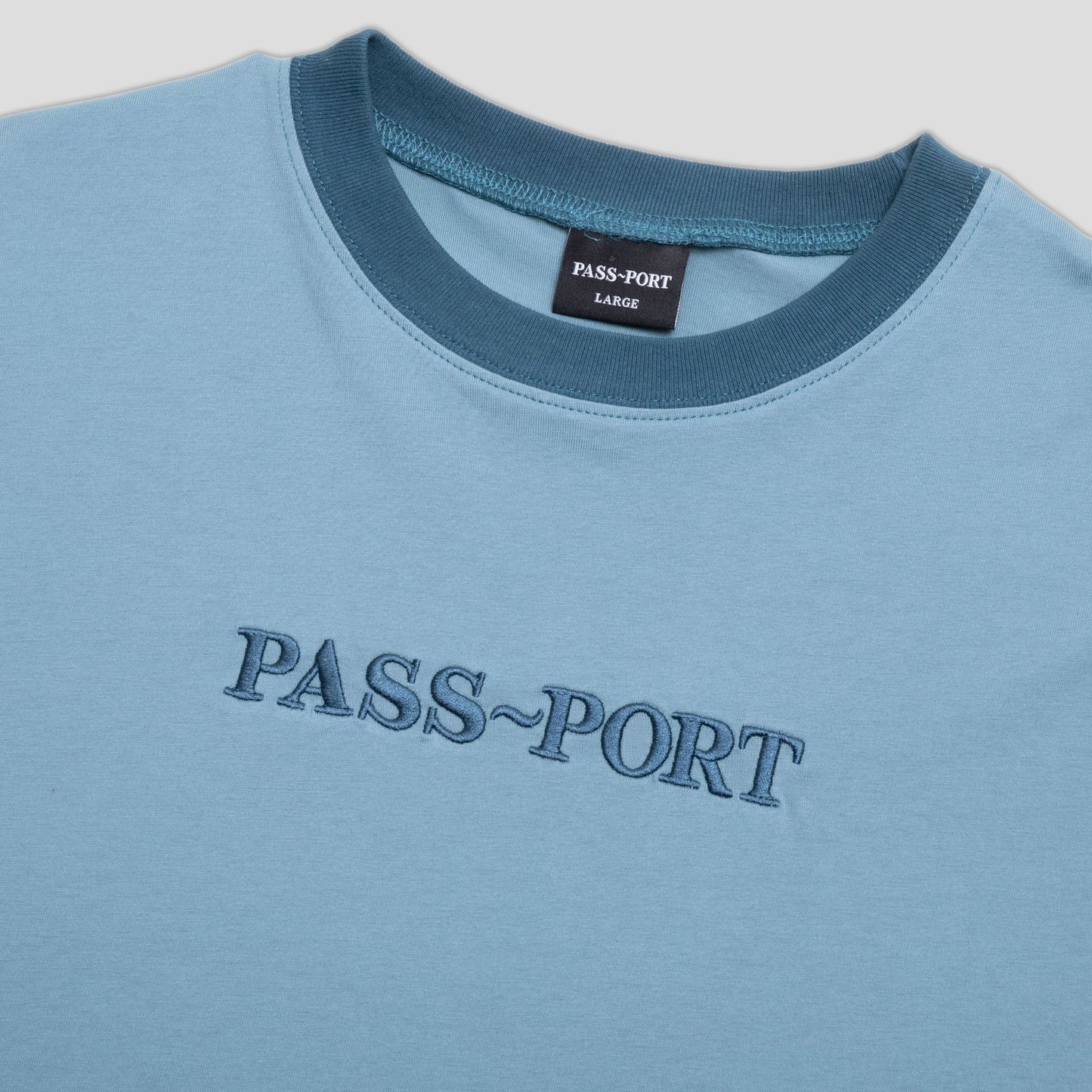 PassPort Official Contrast Organic T-Shirt Baltic Blue