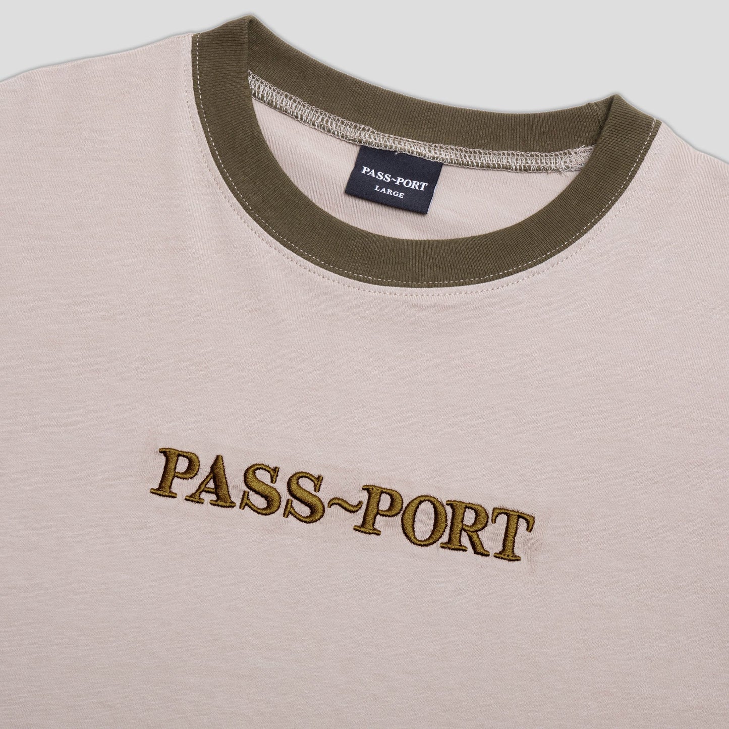 PassPort Official Contrast Organic T-Shirt Khaki