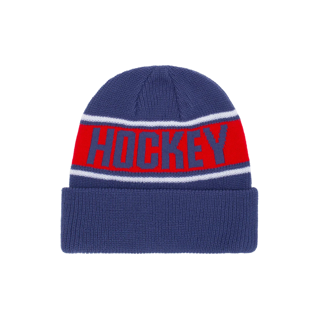 Hockey Stripe Beanie Blue