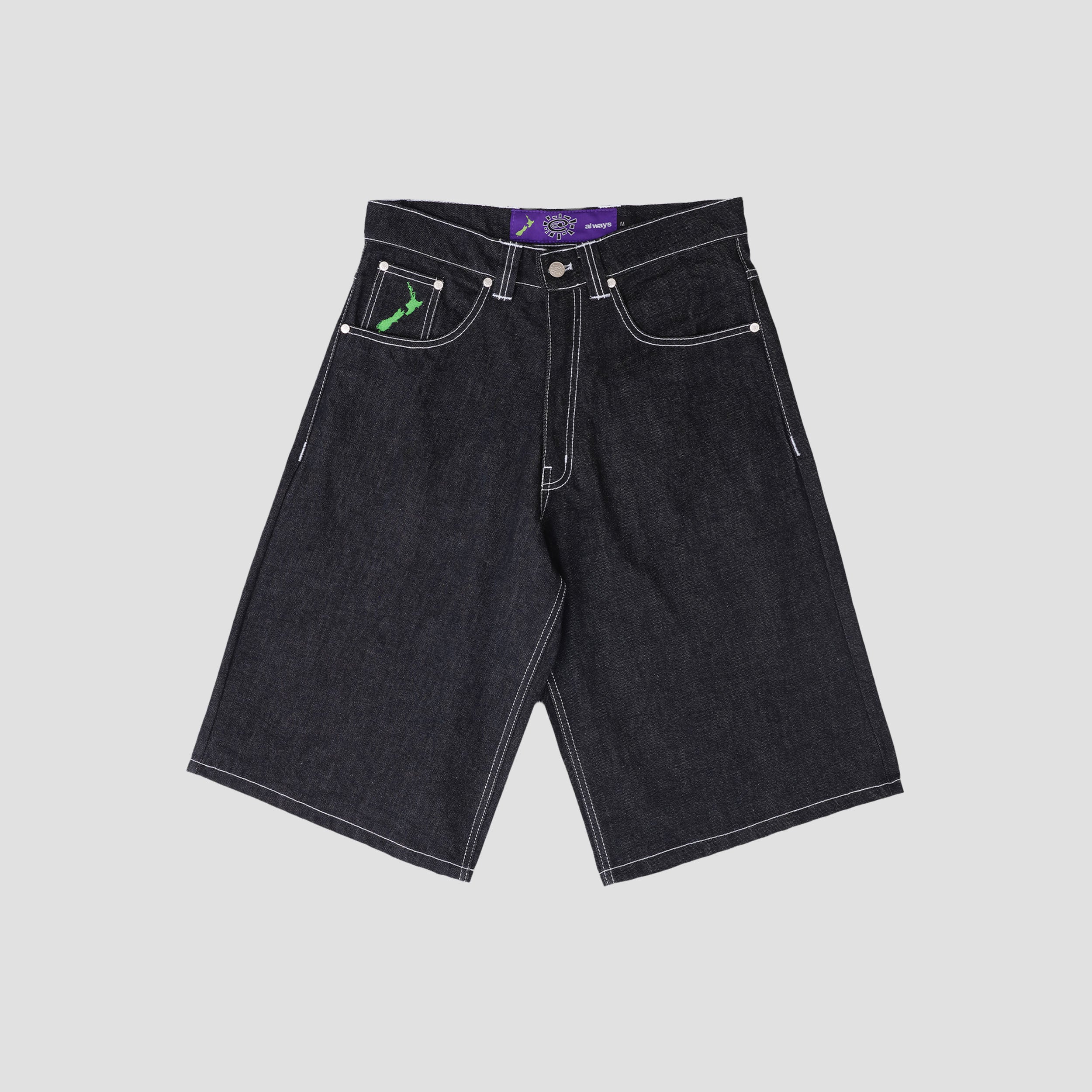 Always Back Pocket Print Denim Shorts Black