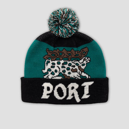 Passport Antler Pom Beanie Black/Teal