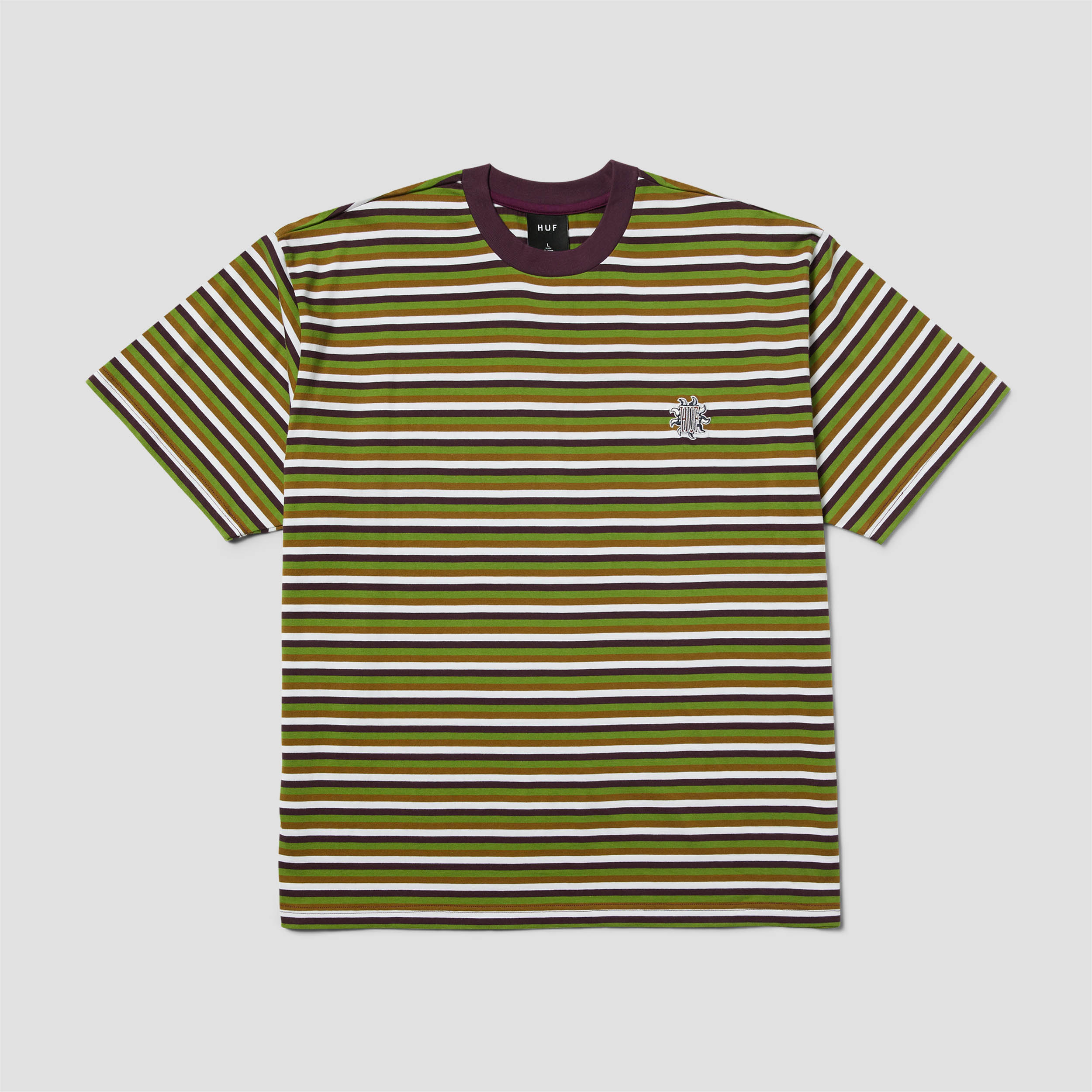 Huf Apollo Striped Shortsleeve Knit Boxy Top Green