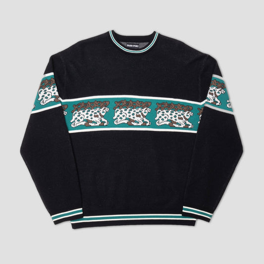 Passport Antler Knit Sweater Black/Teal