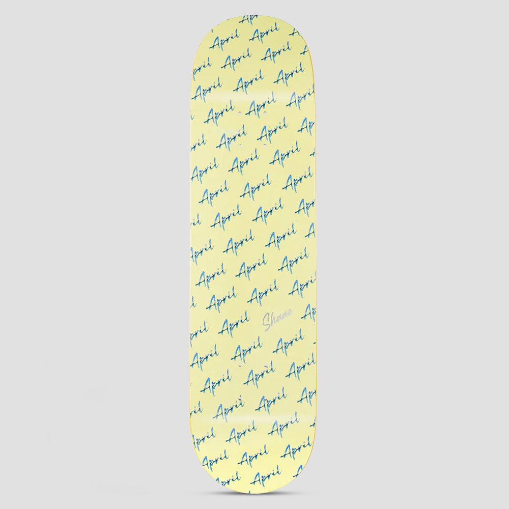 April 8.125 Shane Script Logo Skateboard Deck Yellow