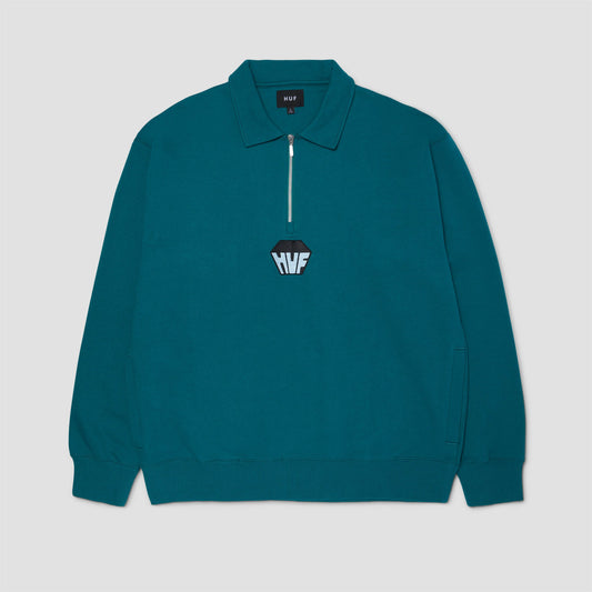 HUF Big Block 1/4 Zip French Terry Sea Green