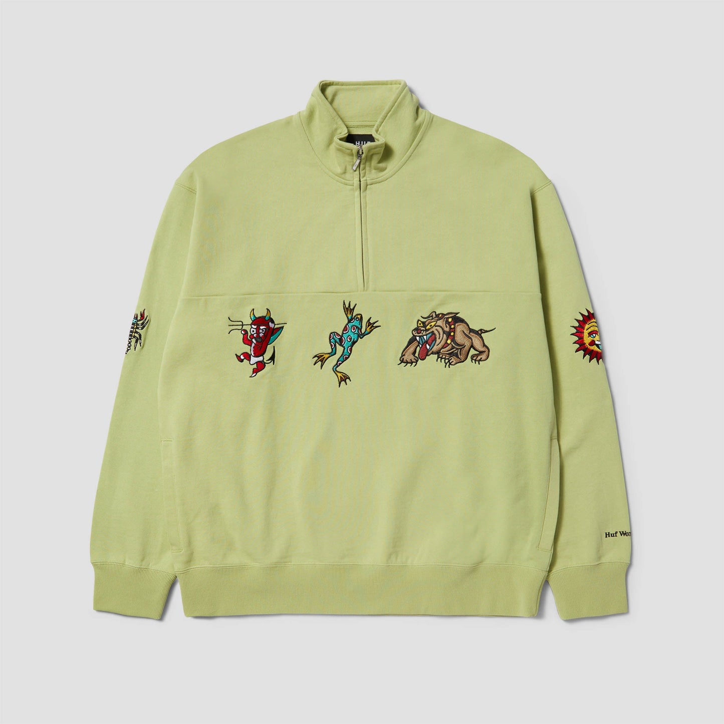 HUF Bledsoe Quarter Zip Fleece Crew Pistachio