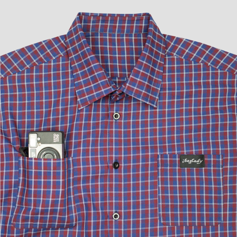 Baglady Plaid Button Up Shirt Red / Blue