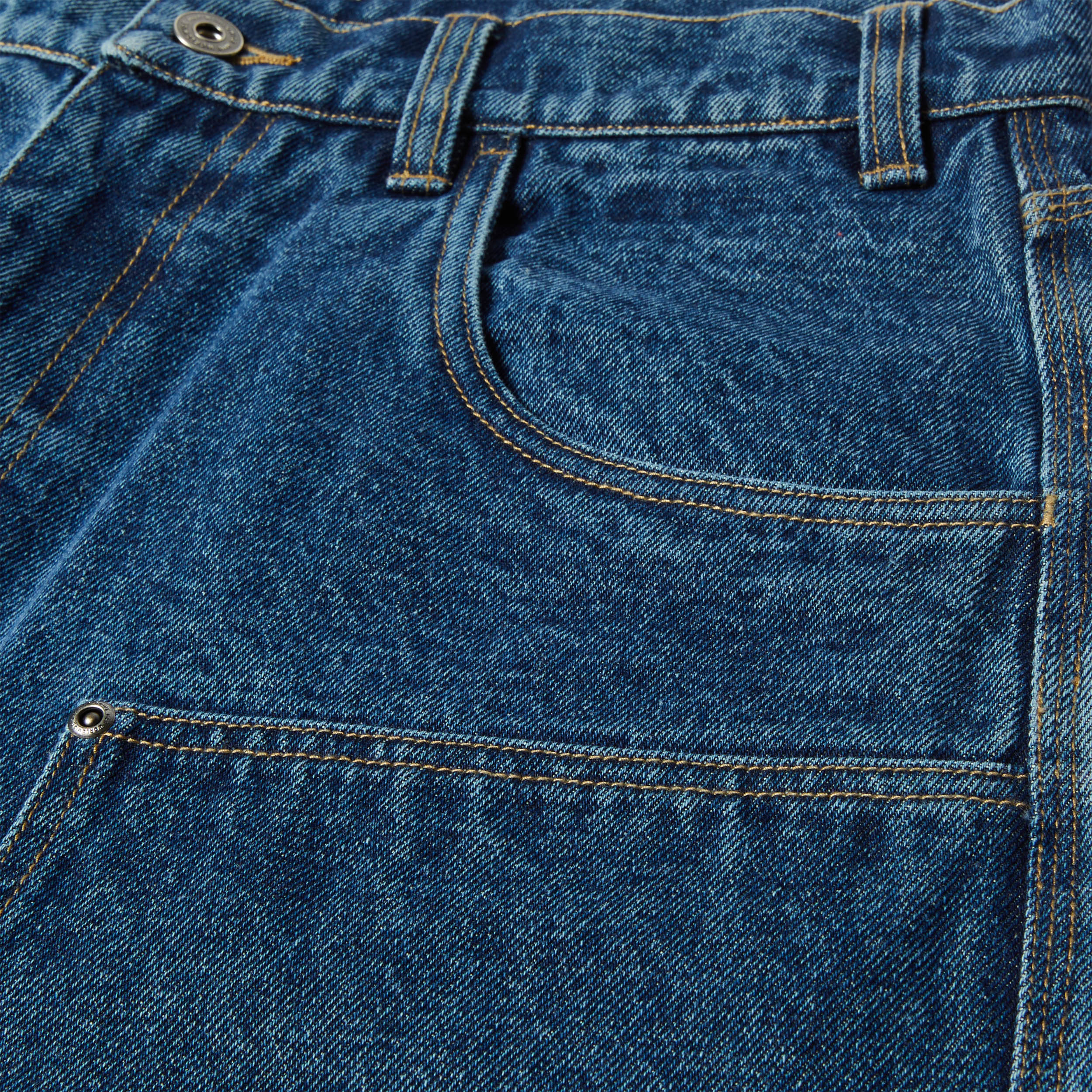 Huf Classic H Double Knee Denim Short Stone Wash Indigo