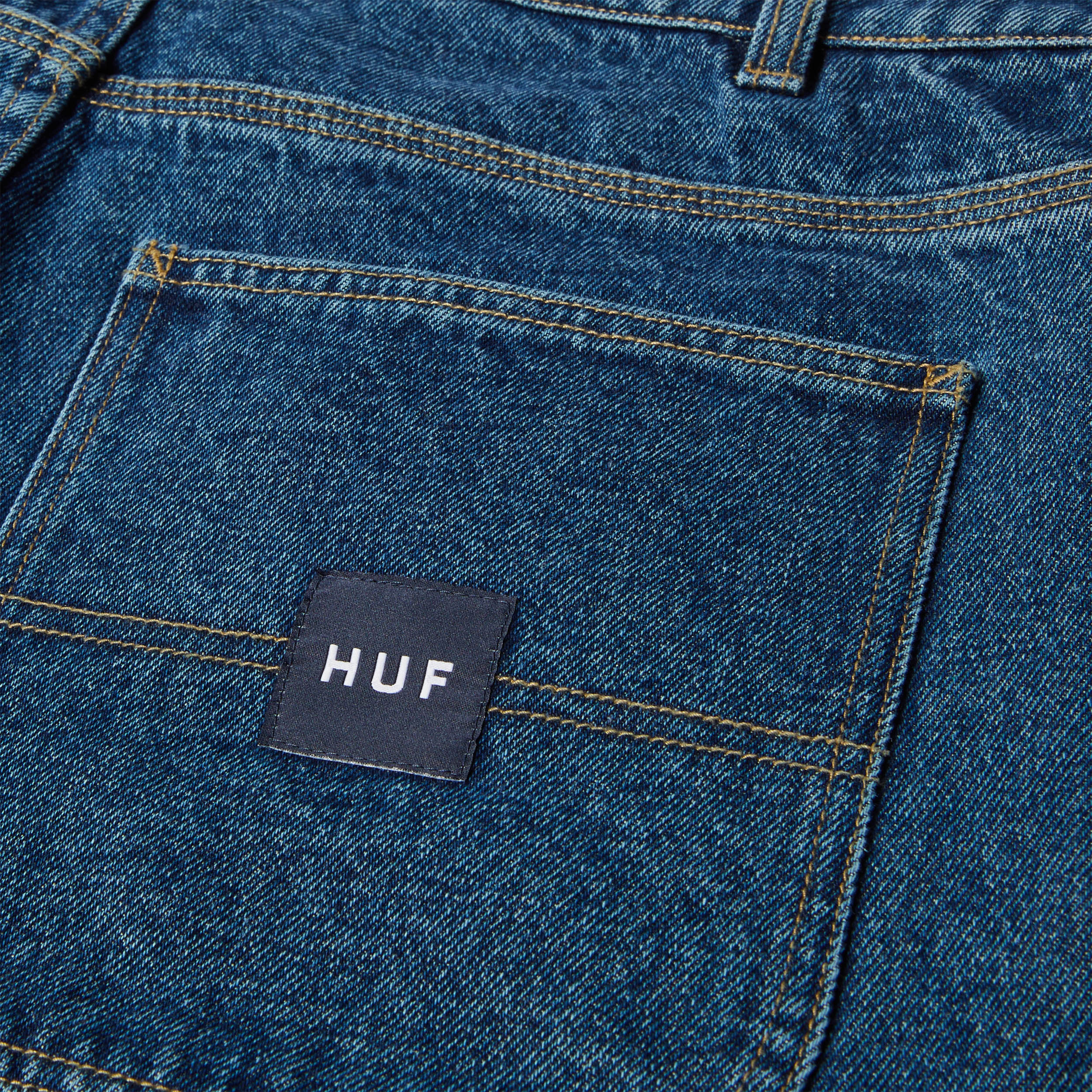 Huf Classic H Double Knee Denim Short Stone Wash Indigo