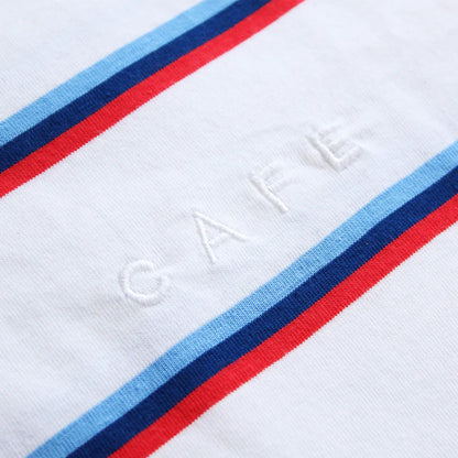 Skateboard Cafe Stripe T-Shirt White Royal