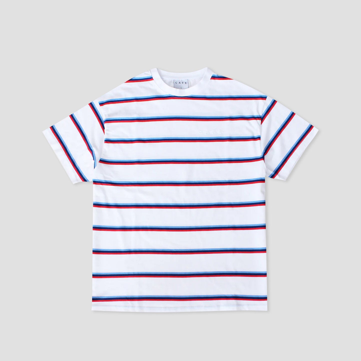 Skateboard Cafe Stripe T-Shirt White Royal