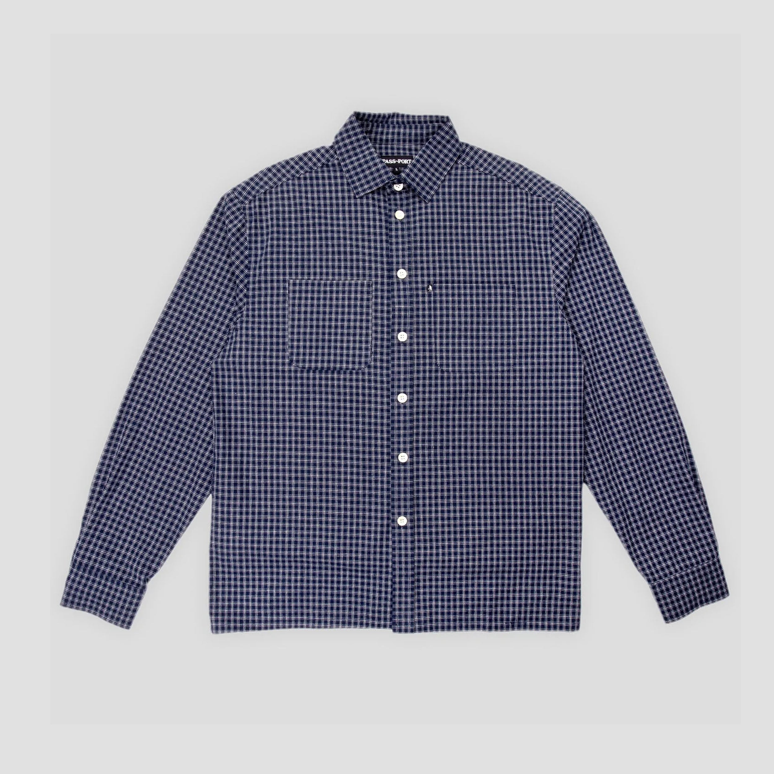 Passport Workers Check Longsleeve Shirt Navy