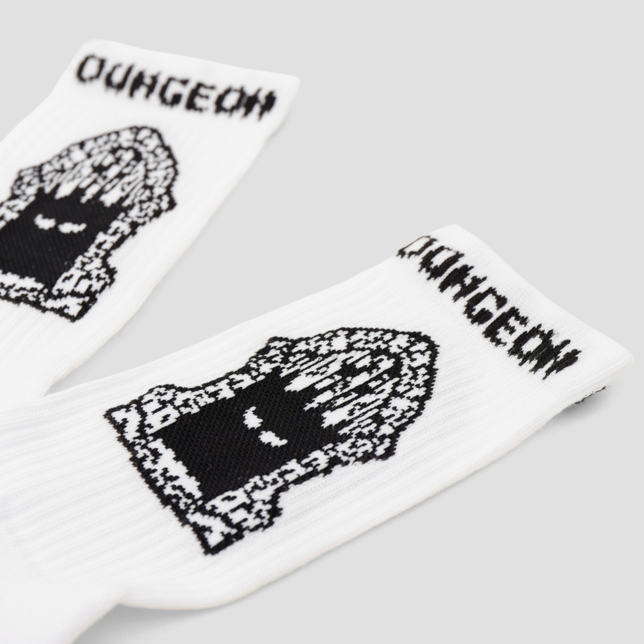 Dungeon Portcullis Woven Socks White