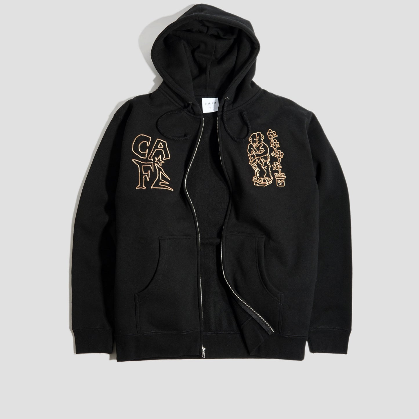 Skateboard Cafe Ethan Embroidered Zip Hood Black