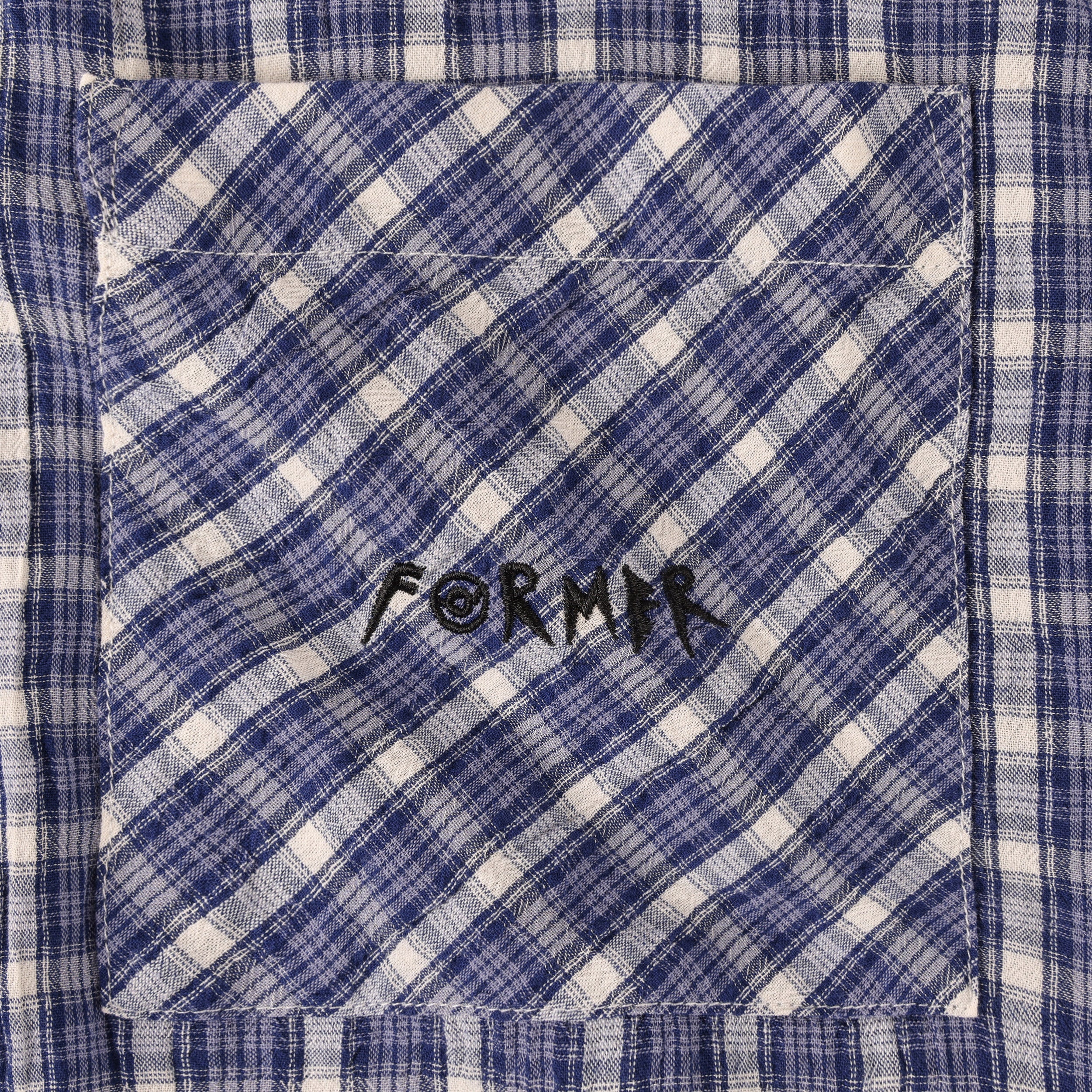 Former Manners Check Shortsleeve Shirt Vintage Navy