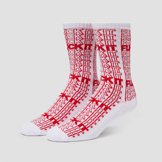 HUF Fuck It Repeat Crew Sock White