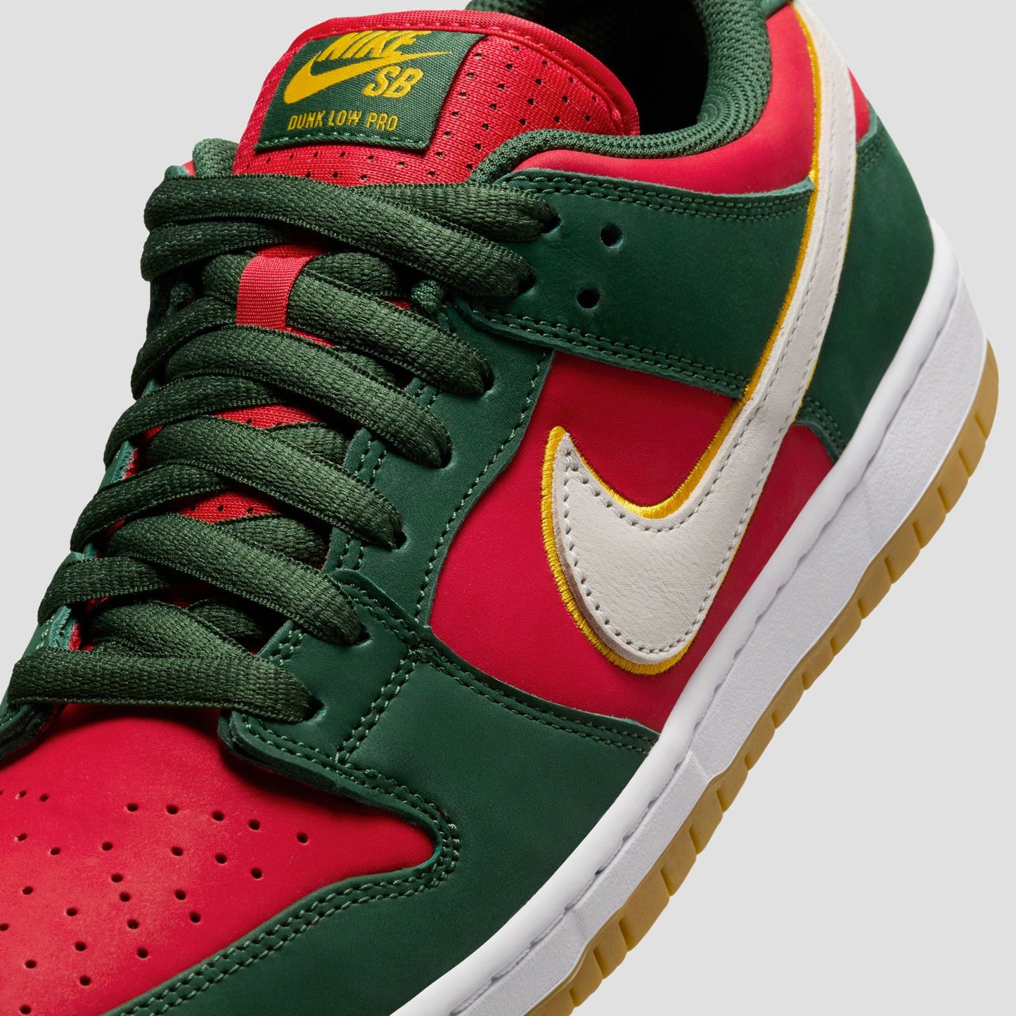 Nike SB Dunk Low Pro Skate Shoes Fir White / University Gold / Fire Red