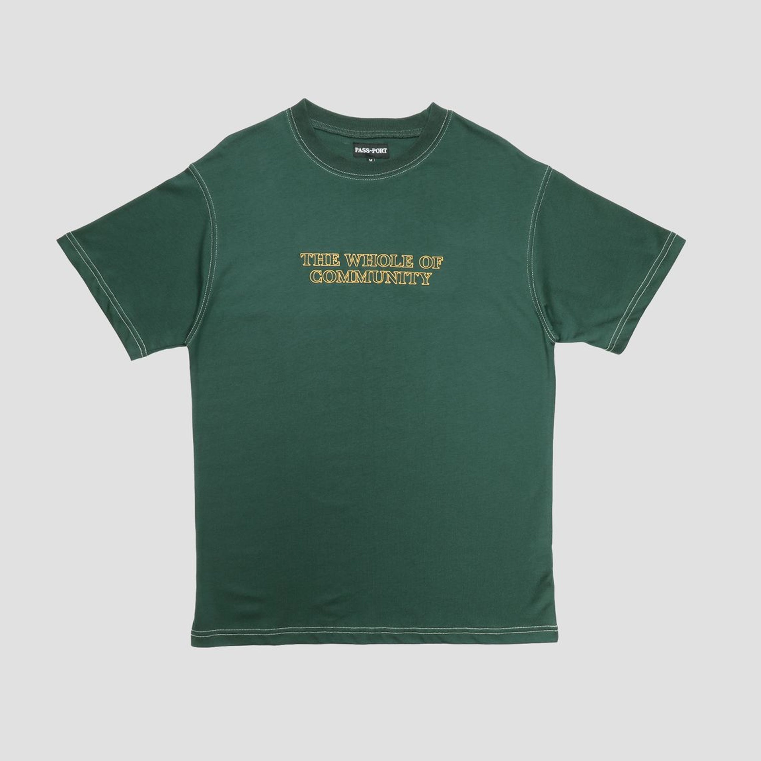 Passport Whole Of Community Embroidery Organic T-Shirt Forest Green
