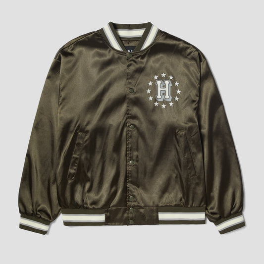 HUF Galactic Stack Baseball Jacket Olive