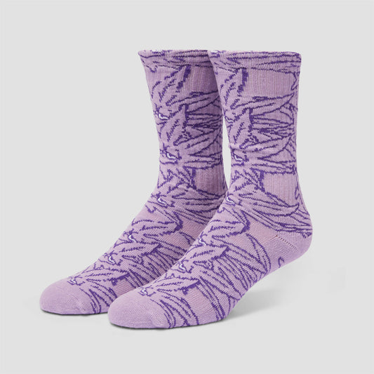 HUF Green Buddy Pattern Sock Purple